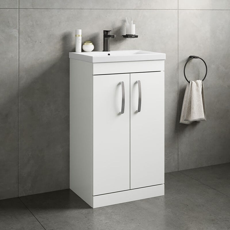 Emily 1000mm Combination Bathroom Toilet & 2 Door Sink Unit - Gloss White