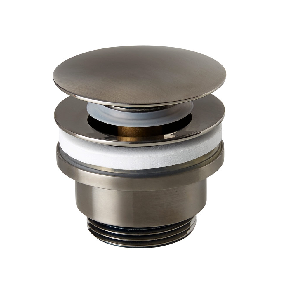 VOS Universal Click Clack Brushed Black Basin Waste - For Basins with or Without an Overflow