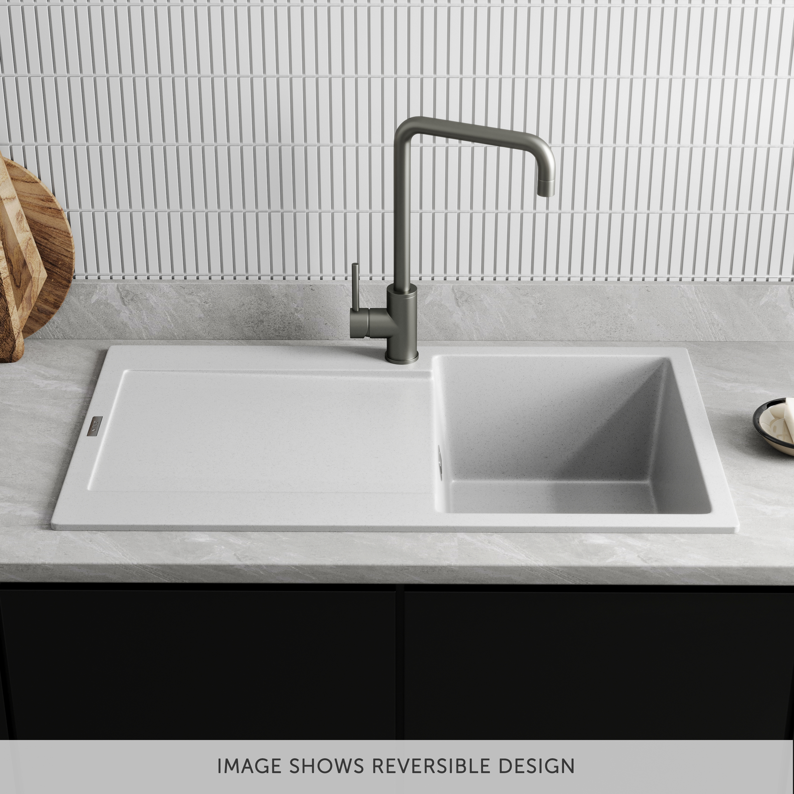 Vellamo Rocca Compact 1 Bowl Granite Composite Inset Kitchen Sink & Waste - 860 x 500mm