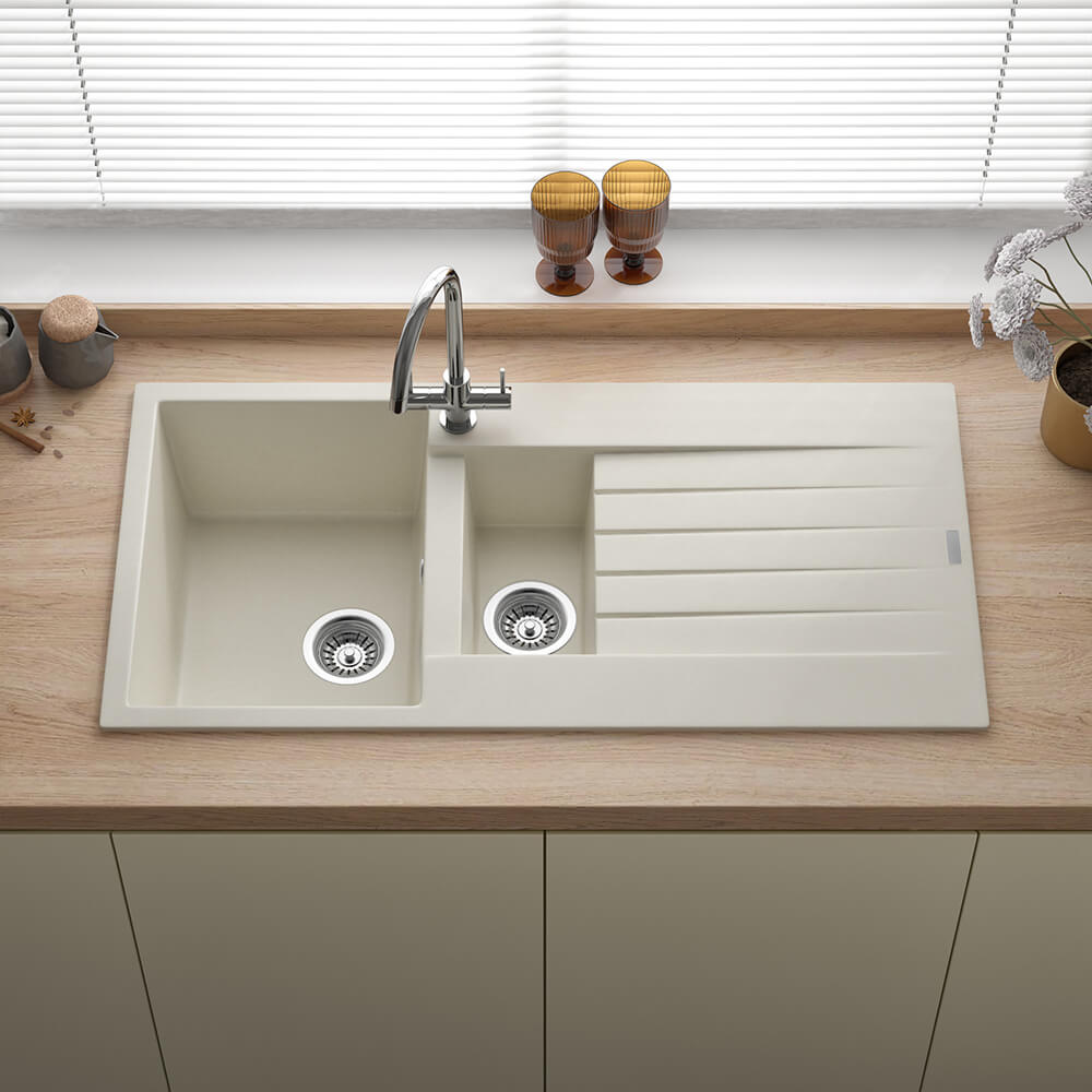 Reginox Harlem 1.5 Bowl Granite Composite Kitchen Sink & Waste Kit - 1000 x 500mm