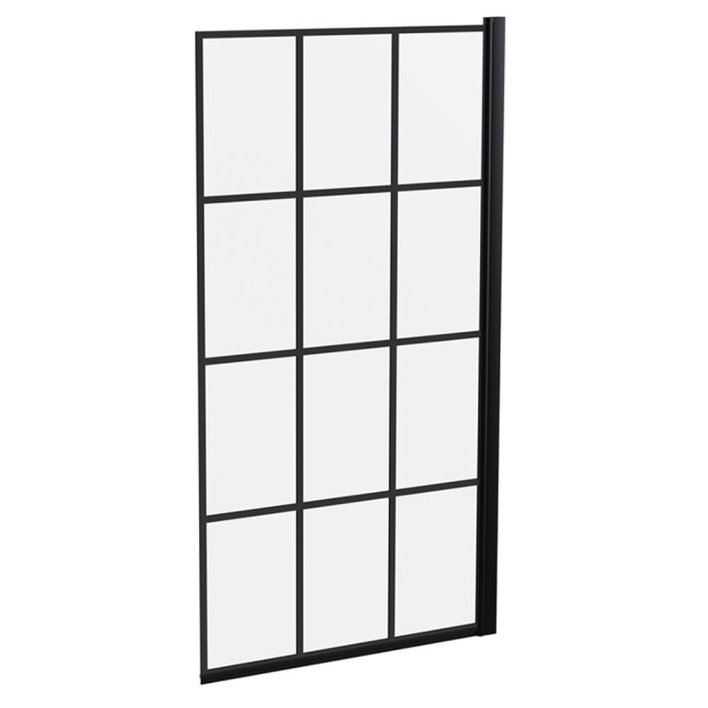 Vellamo City 6mm Matt Black Framed Hinged Bath Screen - 1430 x 770mm
