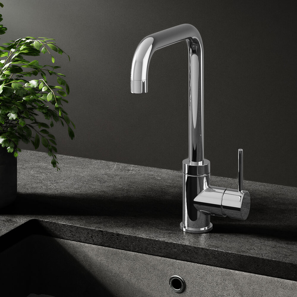 Vellamo Koro Single Lever Mono Kitchen Sink Mixer Tap - Polished Chrome