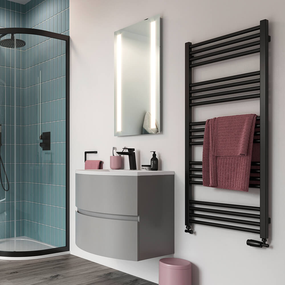 Crosswater MPRO Matt Black Heated Towel Rail