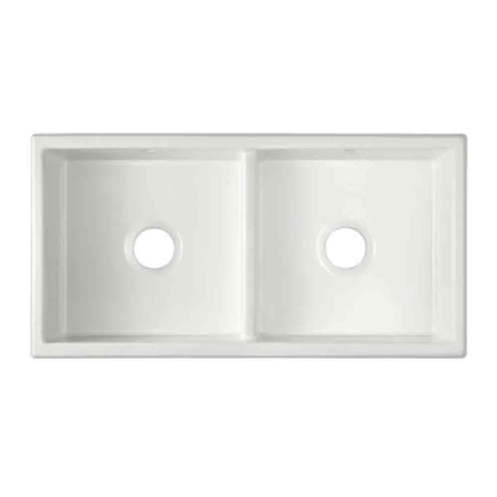 Shaws Contemporary Shaker Double Bowl White Ceramic Belfast Kitchen Sink - 895 x 465mm