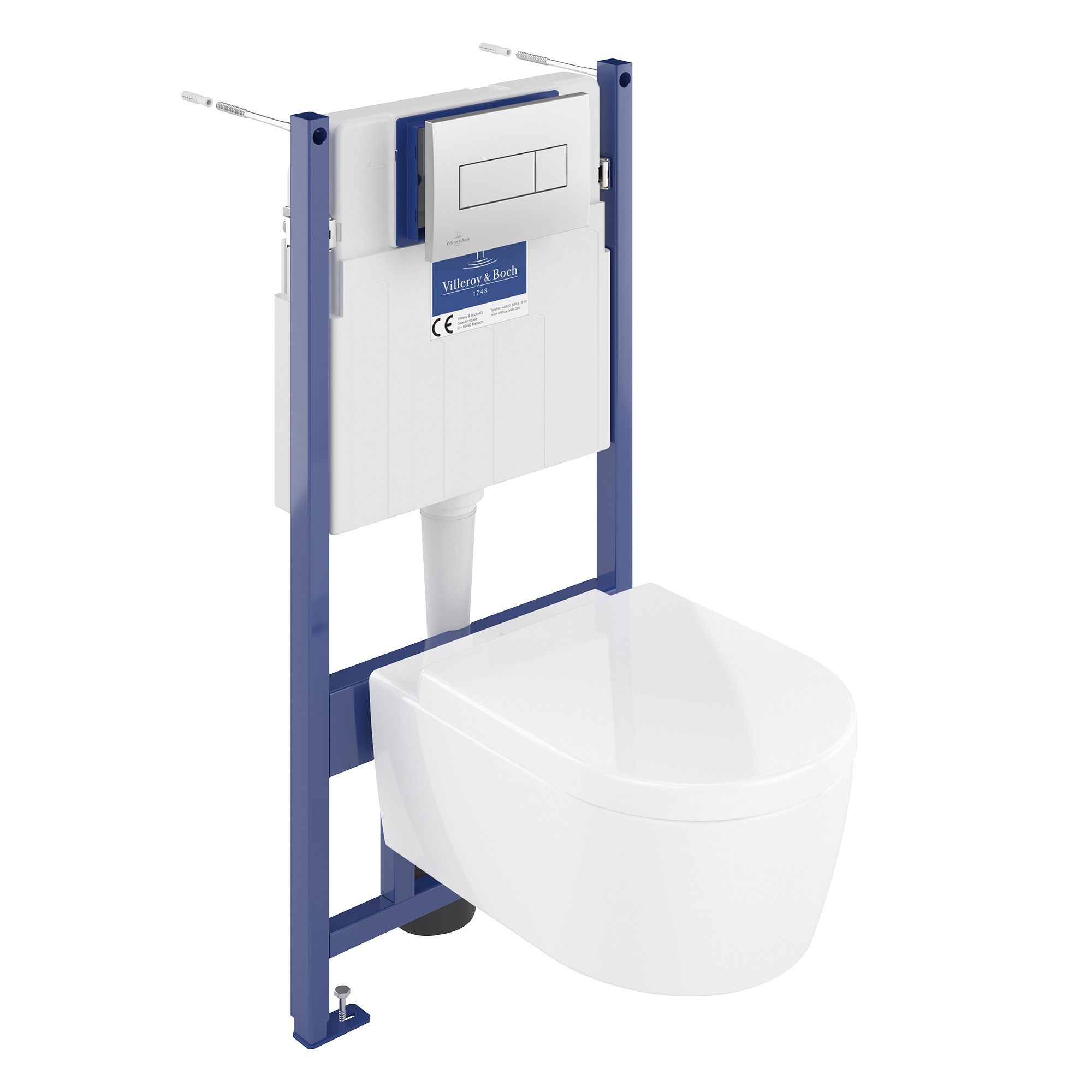 Villeroy & Boch ViConnect Pro S Frame with Arto Wall Mounted Rimless Toilet, Flush Plate & Soft Close Toilet Seat