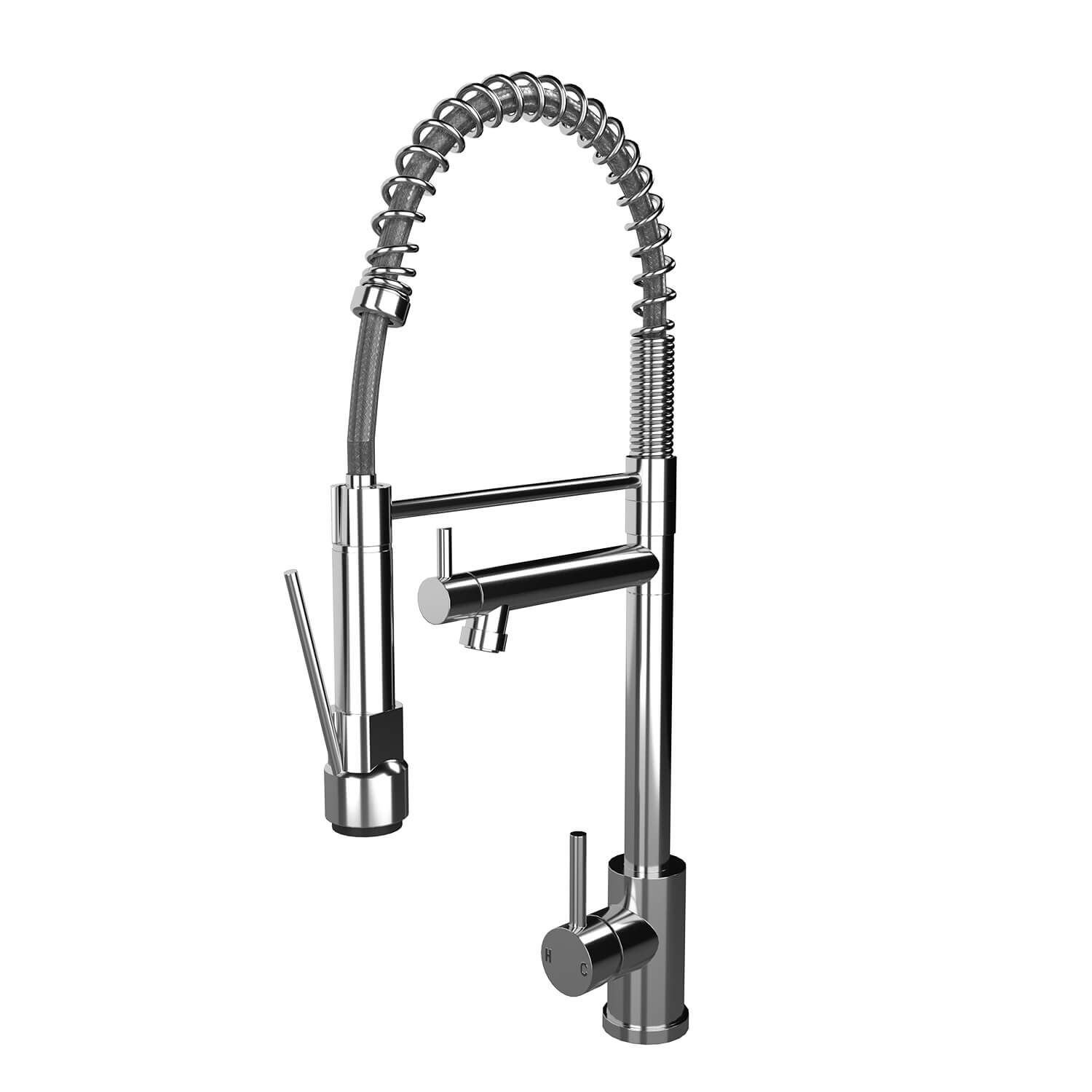 Reginox Harlem 1.5 Bowl Grey Silvery Granite Composite Sink & Waste Kit and Vellamo Hanbury Pull Out Mono Kitchen Mixer