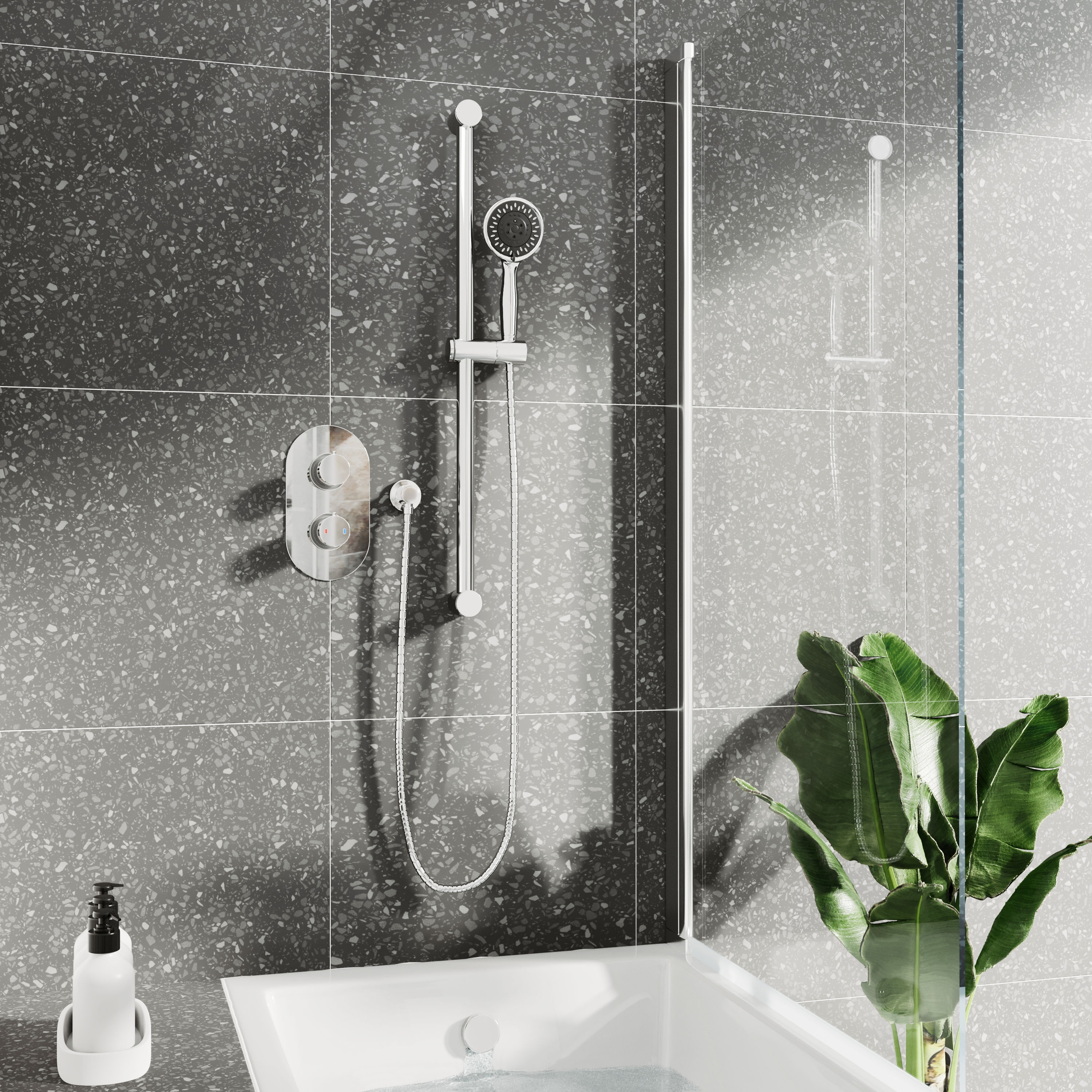 Jemima Concealed Shower Valve, Slide Rail Kit & Overflow Bath Filler