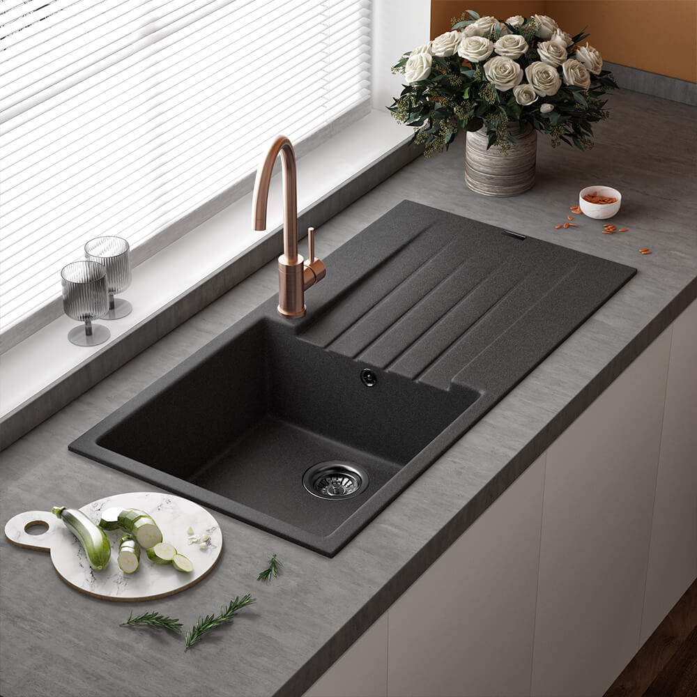 Reginox Harlem 1 Bowl Granite Composite Kitchen Sink & Waste Kit - 1000 x 500mm