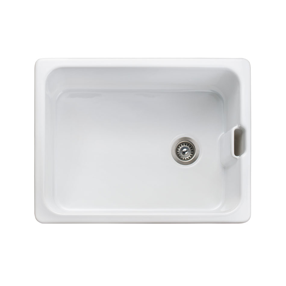Rangemaster Farmhouse White Ceramic Belfast Sink & Waste Kit - 595 x 455mm