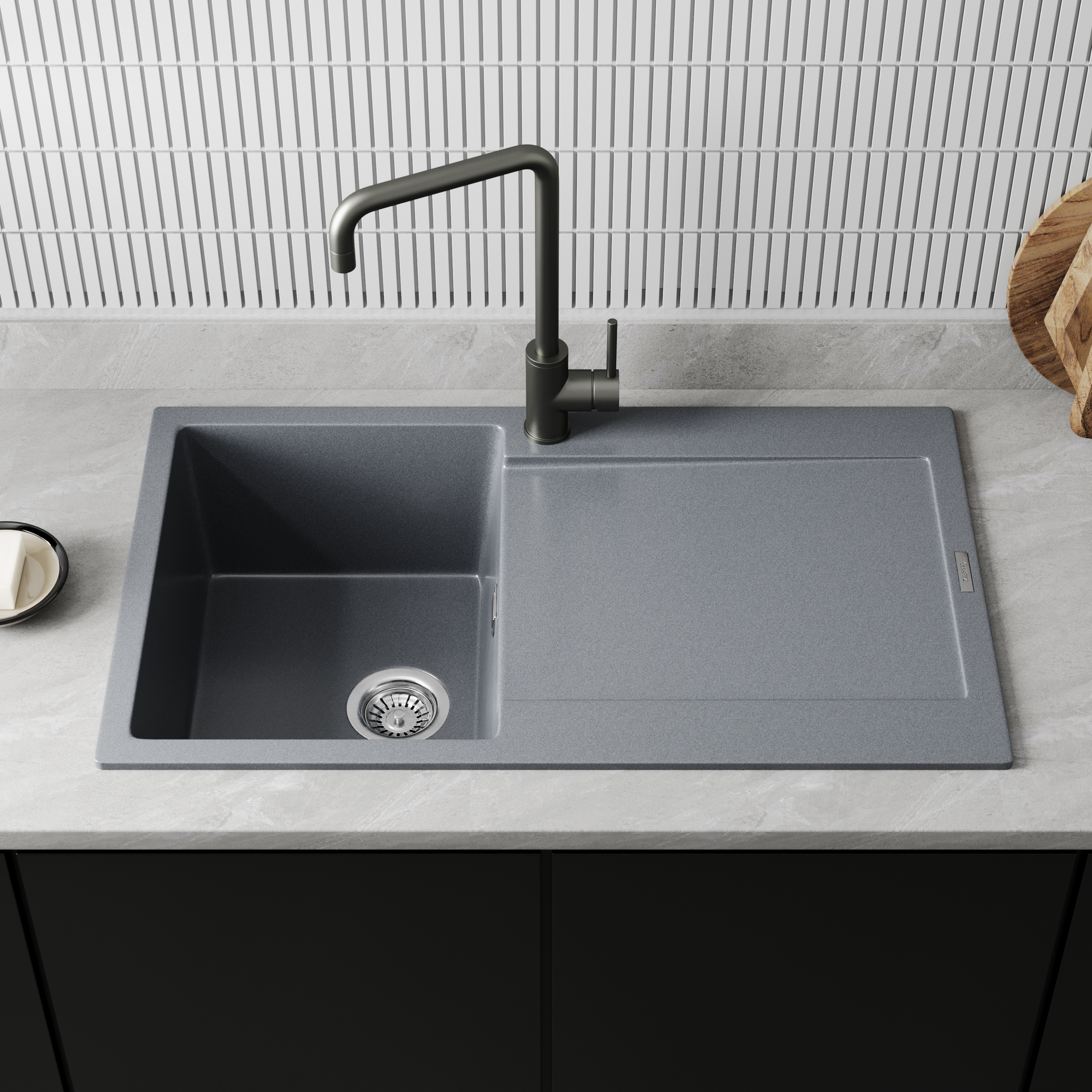 Vellamo Rocca Compact 1 Bowl Granite Composite Inset Kitchen Sink & Waste - 860 x 500mm