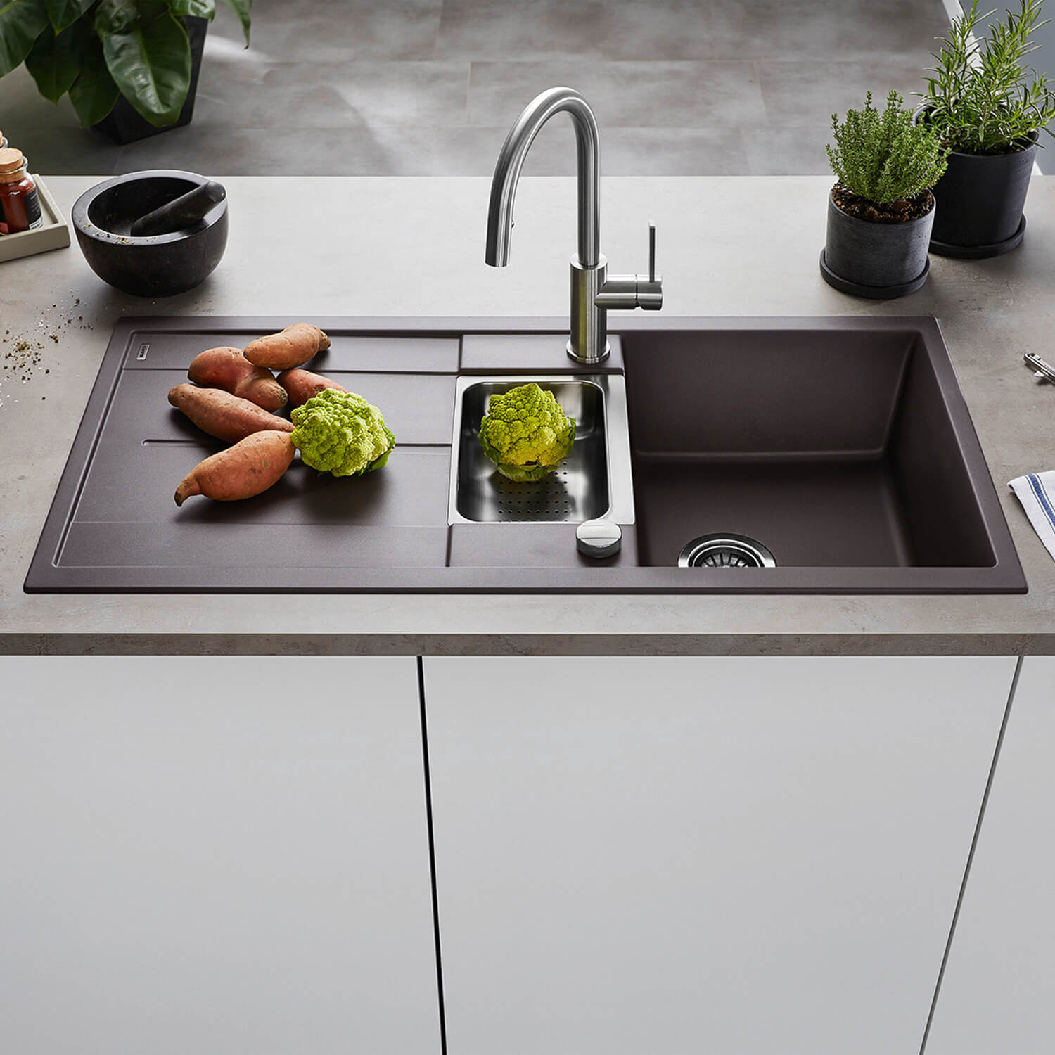 Blanco Metra 6 S 1.5 Bowl Inset Silgranit Composite Kitchen Sink & Waste with Reversible Drainer - 1000 x 500mm