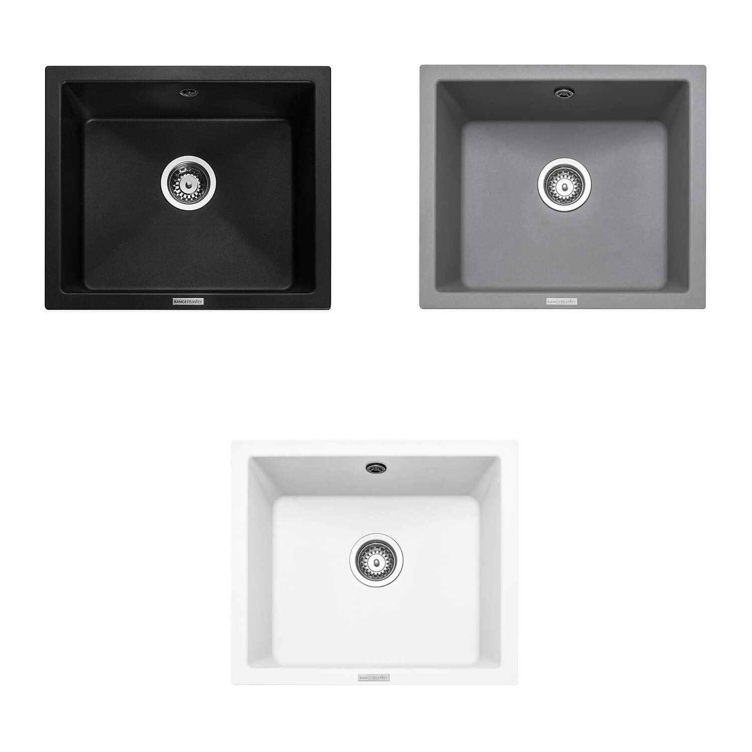 Rangemaster Paragon 1 Bowl Granite Composite Undermount Kitchen Sink & Waste Kit - 533 x 457mm