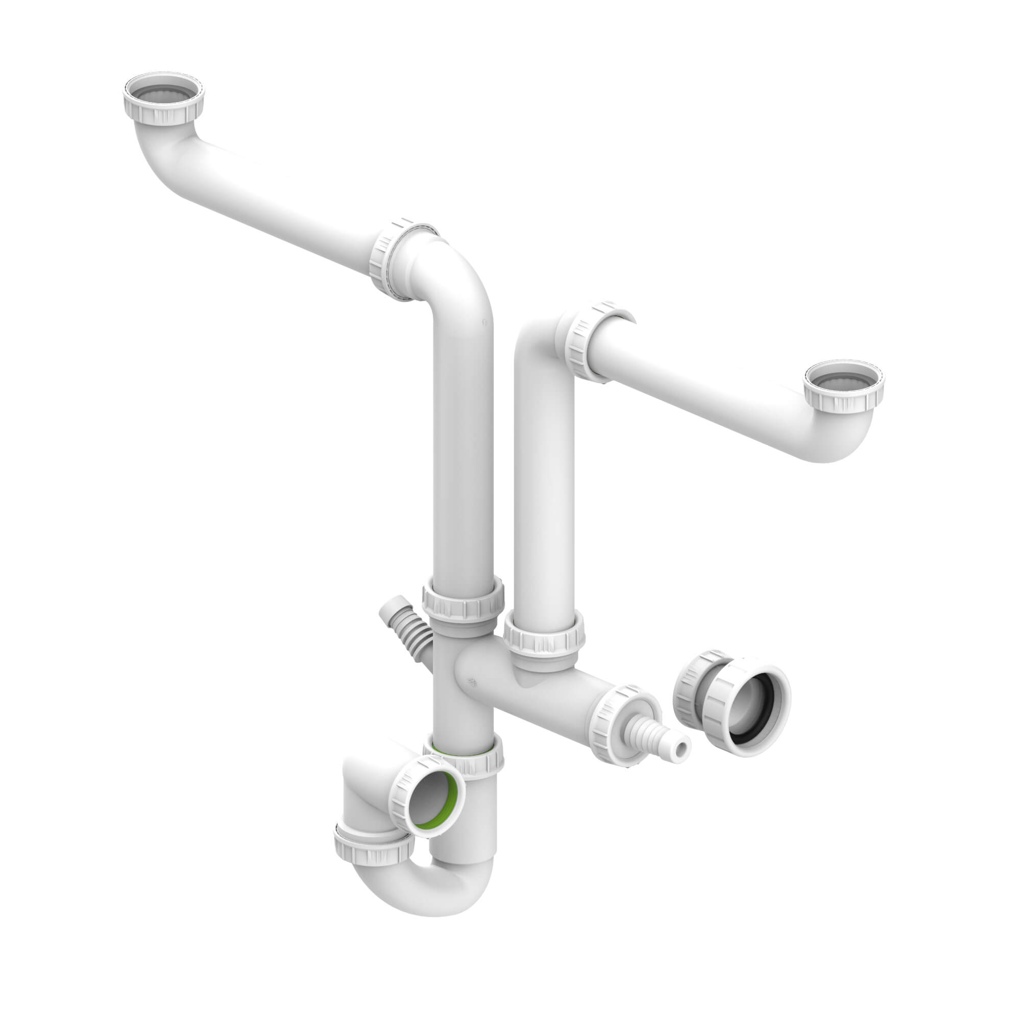 Vellamo Space Saving Double Bowl Plumbing Kit