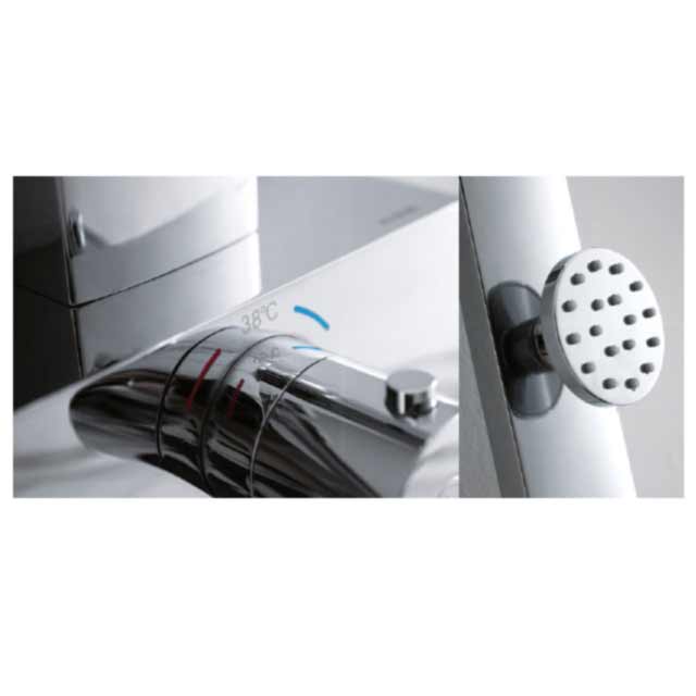 Flova Allore Thermostatic Shower Column with Handset, Body Jets & Overhead Shower