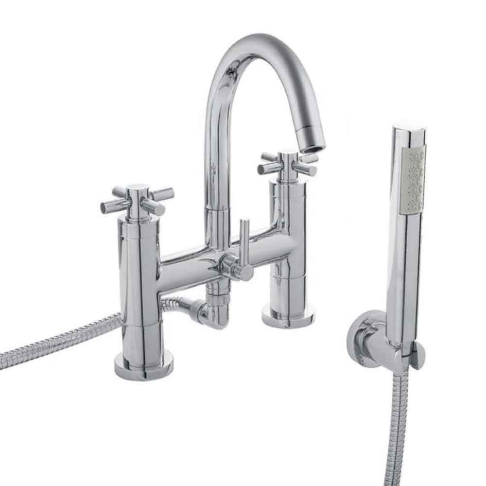 Hudson Reed Tec Crosshead Deck Mounted Bath Shower Mixer with Handser Kit