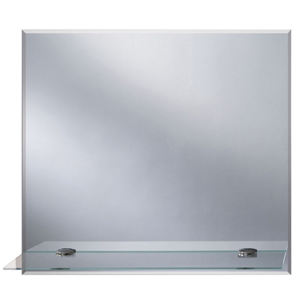 Origins Living Straight Edge Bathroom Mirror with Glass Shelf - 500 x 550mm