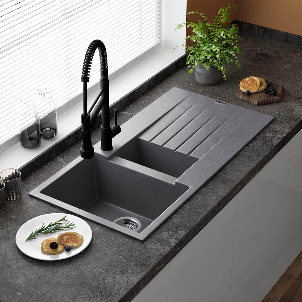 Reginox Harlem 1.5 Bowl Granite Composite Kitchen Sink & Waste Kit - 1000 x 500mm