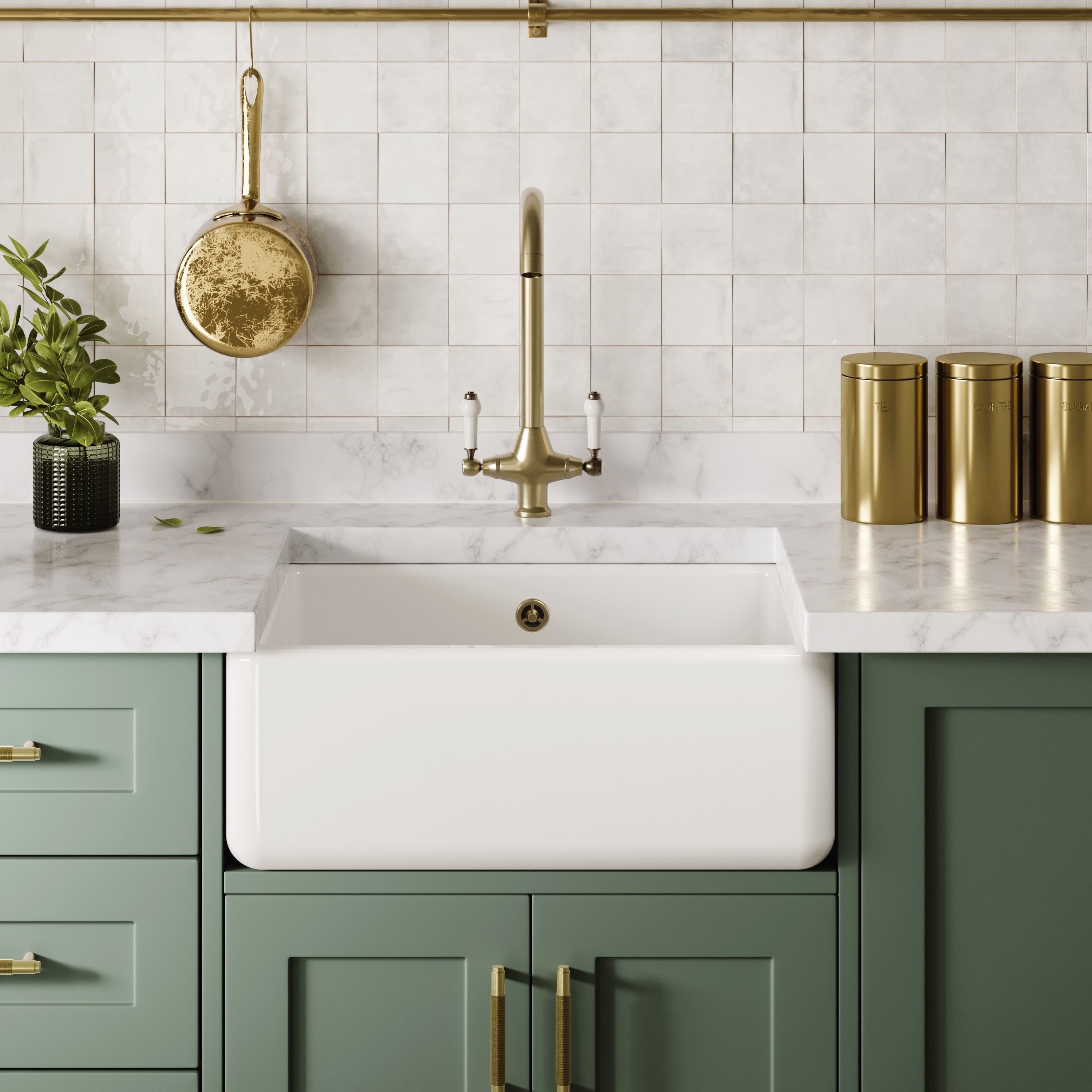 Butler & Rose Heavy Duty Belfast / Butler Ceramic Fireclay Kitchen Sink - 595 x 450mm