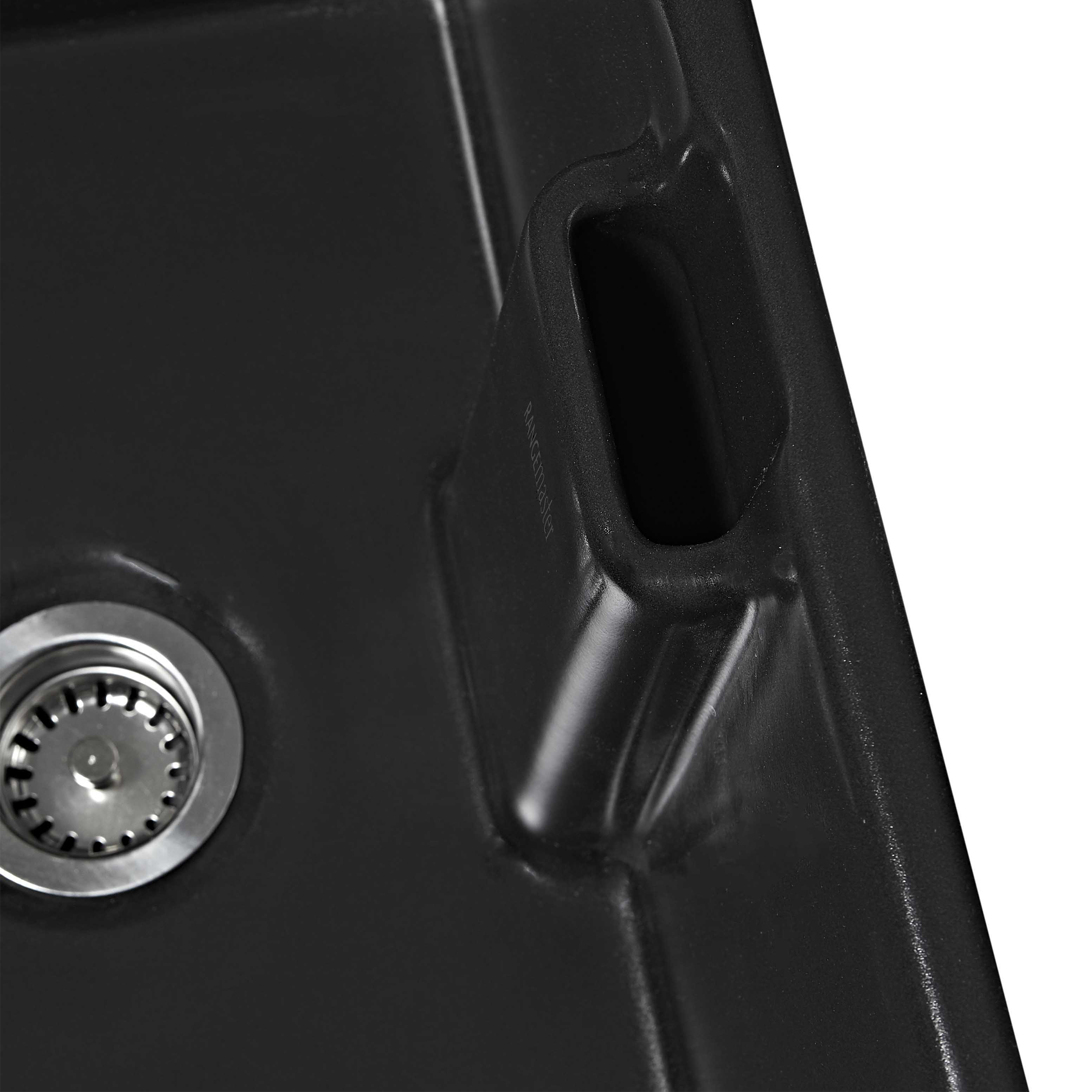 Rangemaster Grange Belfast 1 Bowl Matt Black Fireclay Ceramic Kitchen Sink & Waste - 595 x 455mm