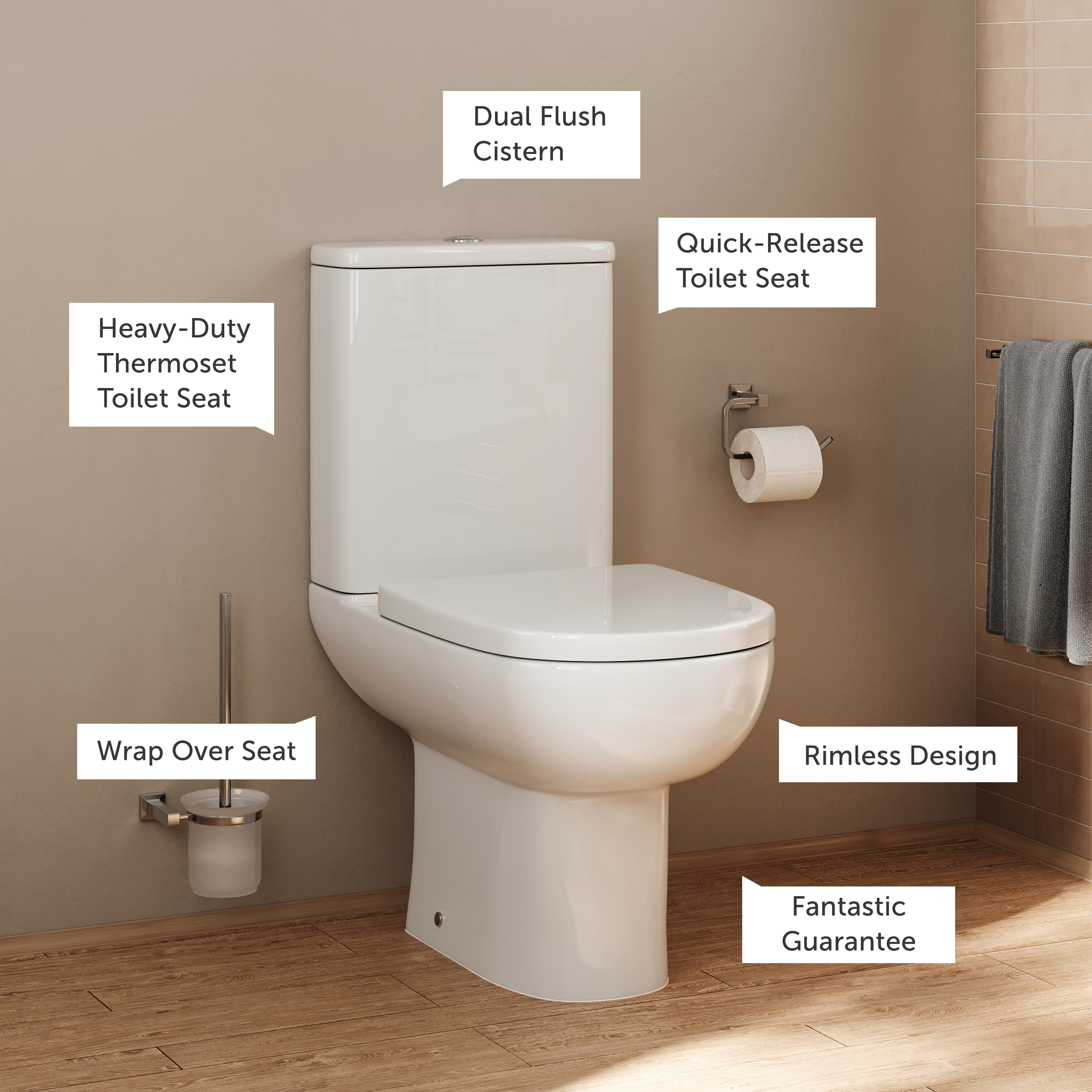Anderson Rimless Close-Coupled Toilet & Soft Close Seat
