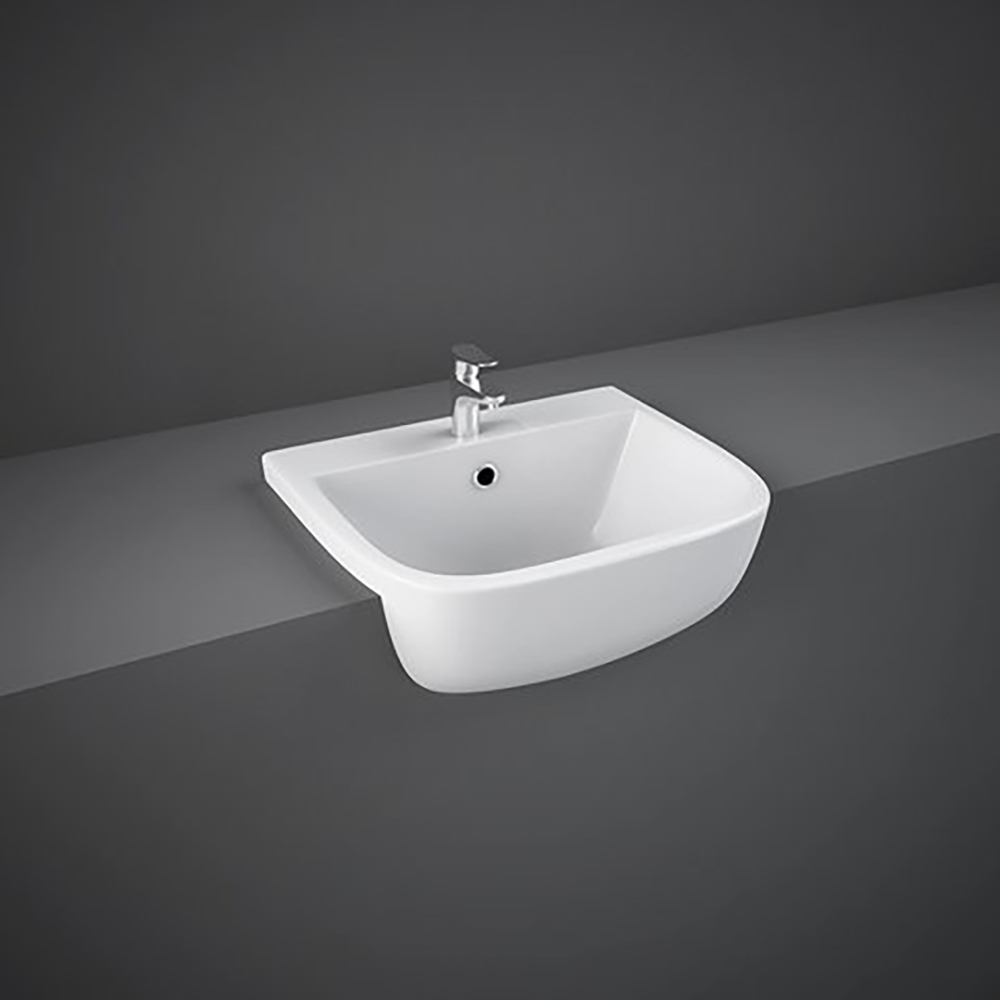 RAK Series 600 Ceramic Semi Recessed Basin 420mm - 2 Tap Hole