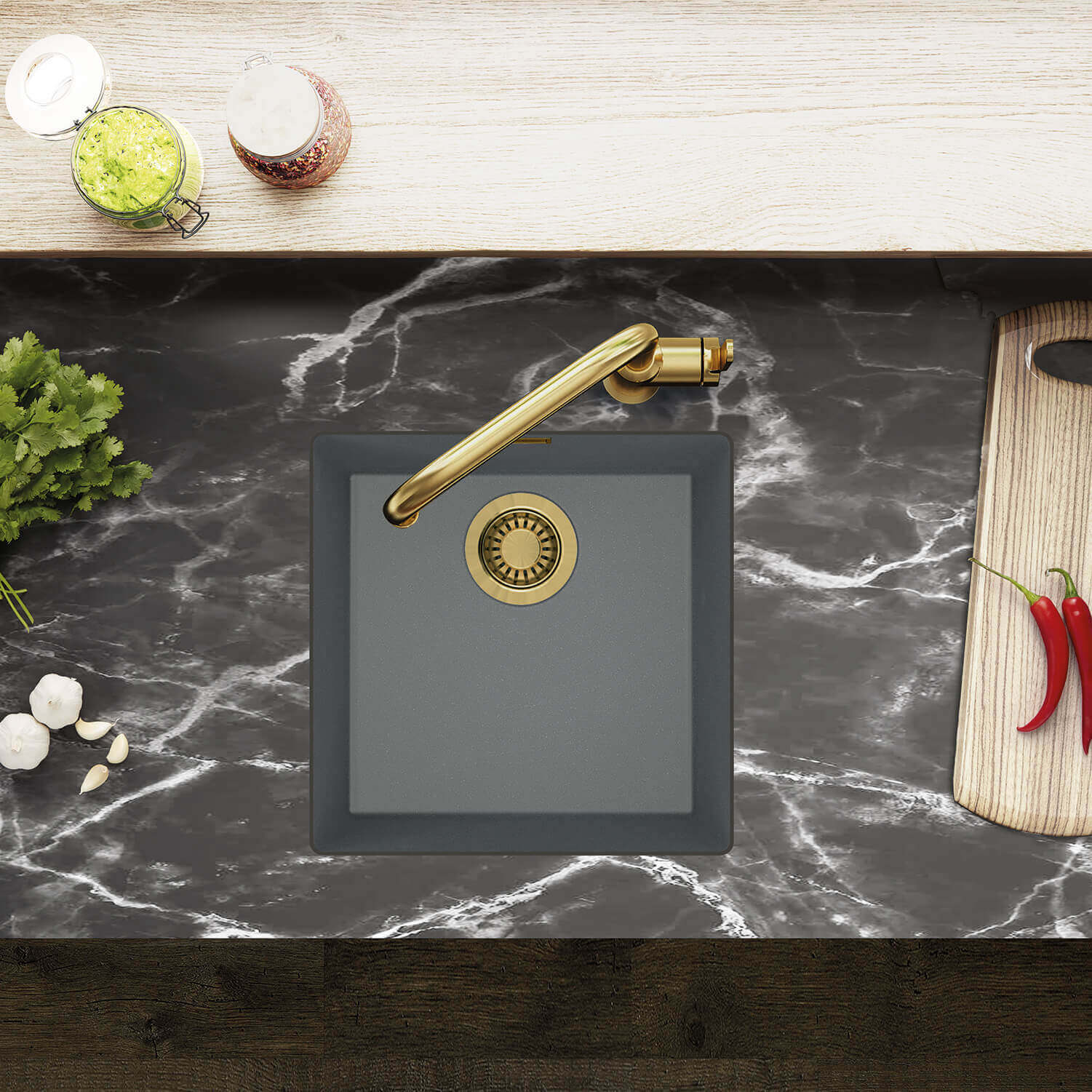 Clearwater Siena 1 Bowl Granite Composite Inset or Undermount Kitchen Sink & Waste - 430 x 460mm