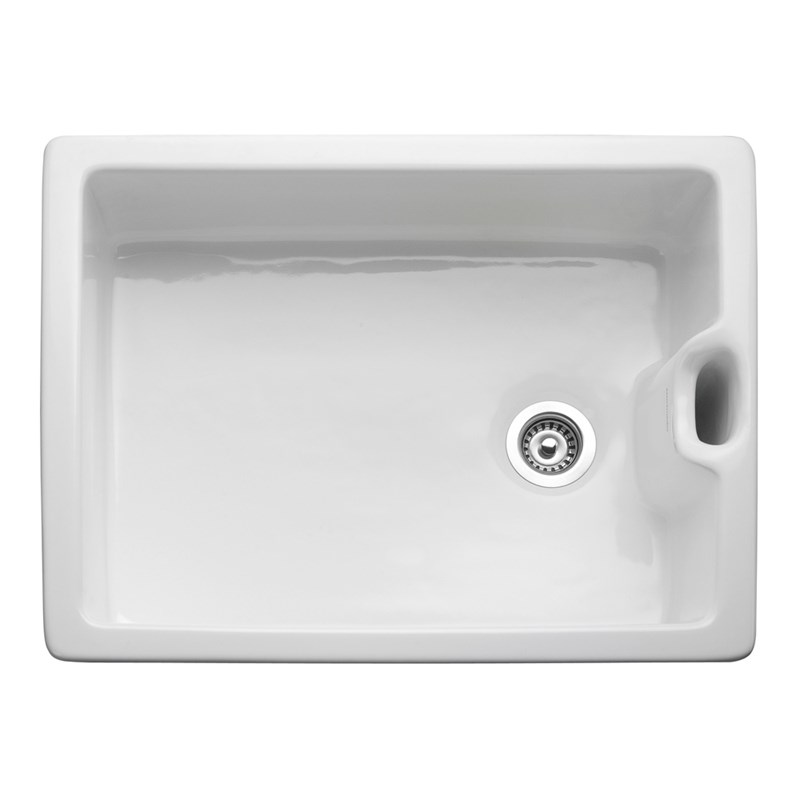 Rangemaster Classic Belfast 1 Bowl White Fire Clay Ceramic Kitchen Sink - 595 x 455mm