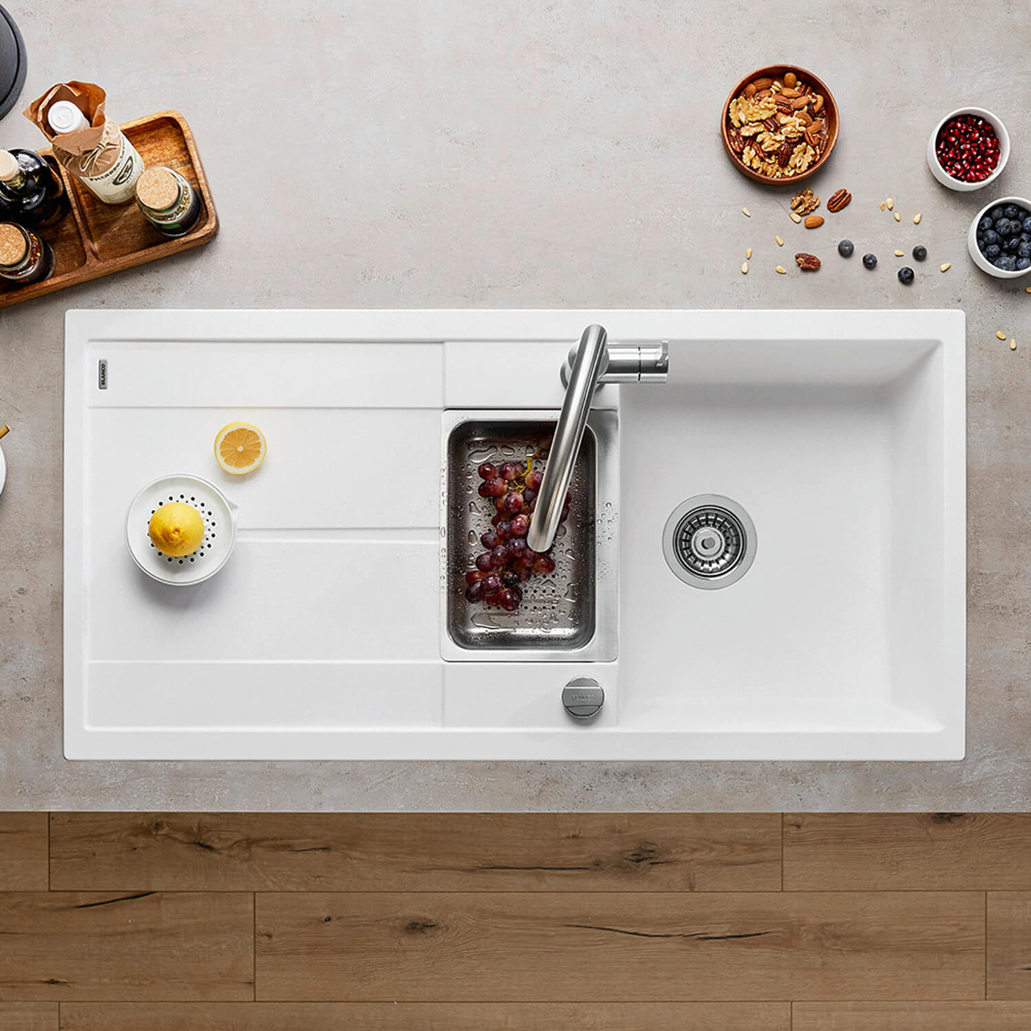 Blanco Metra 6 S 1.5 Bowl Inset Silgranit Composite Kitchen Sink & Waste with Reversible Drainer - 1000 x 500mm