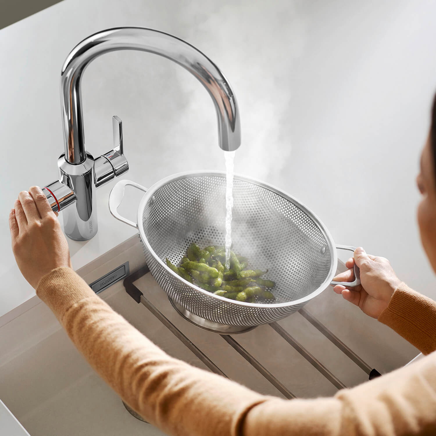 Blanco Tampera 3-in-1 Instant 100°C Boiling Water Mono Kitchen Mixer Tap - PVD Steel
