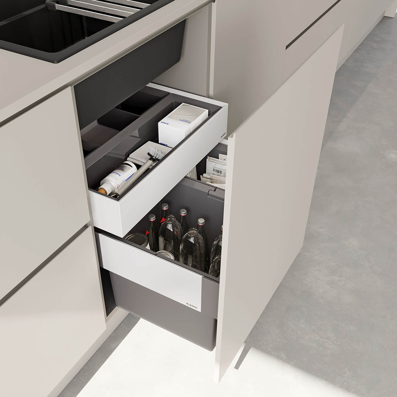 Blanco Select II 60/2 Orga 49 litre 2 Container Waste Organiser for 600mm Kitchen Cabinets