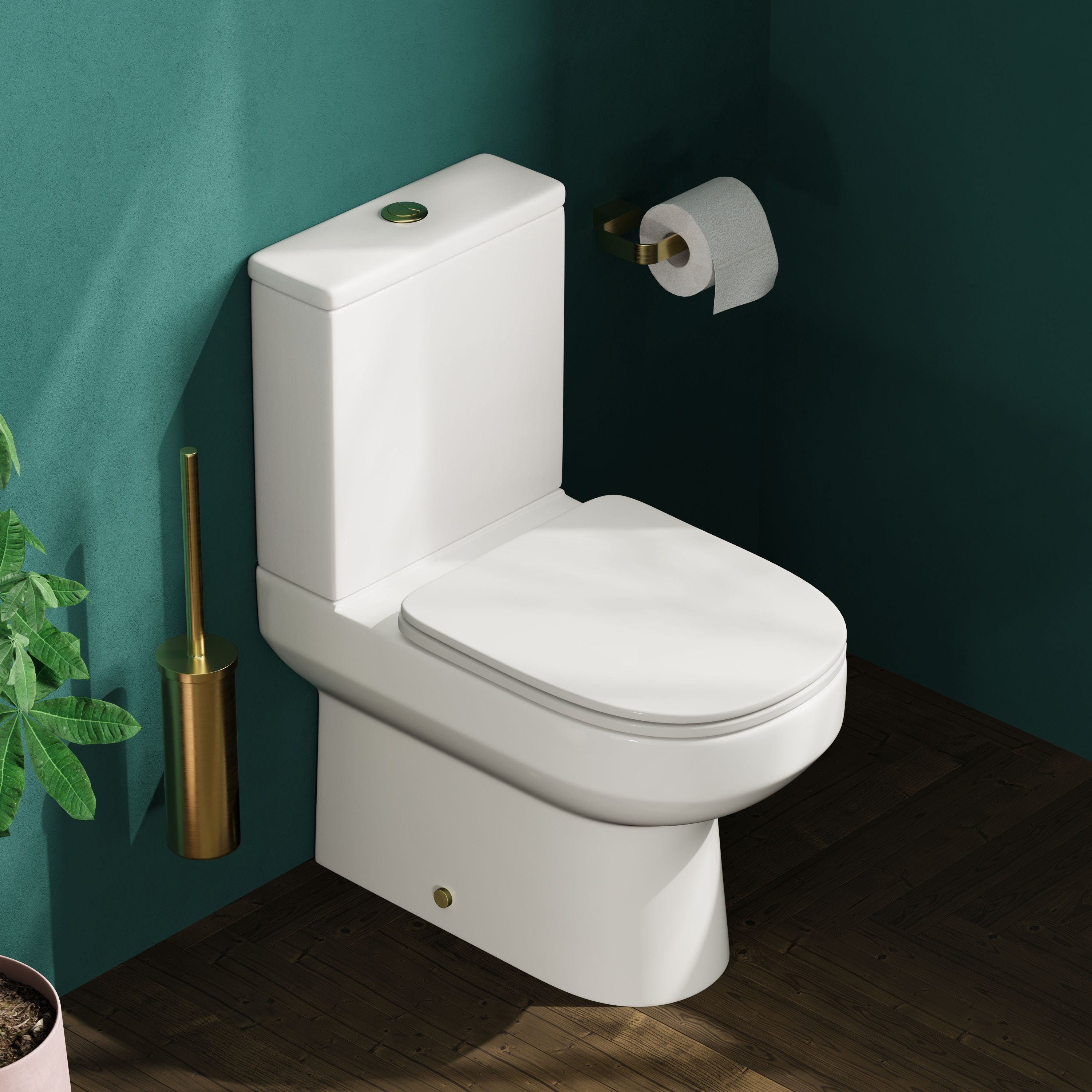 Lorraine Rimless Back To Wall Close Coupled Toilet & Soft Close Seat