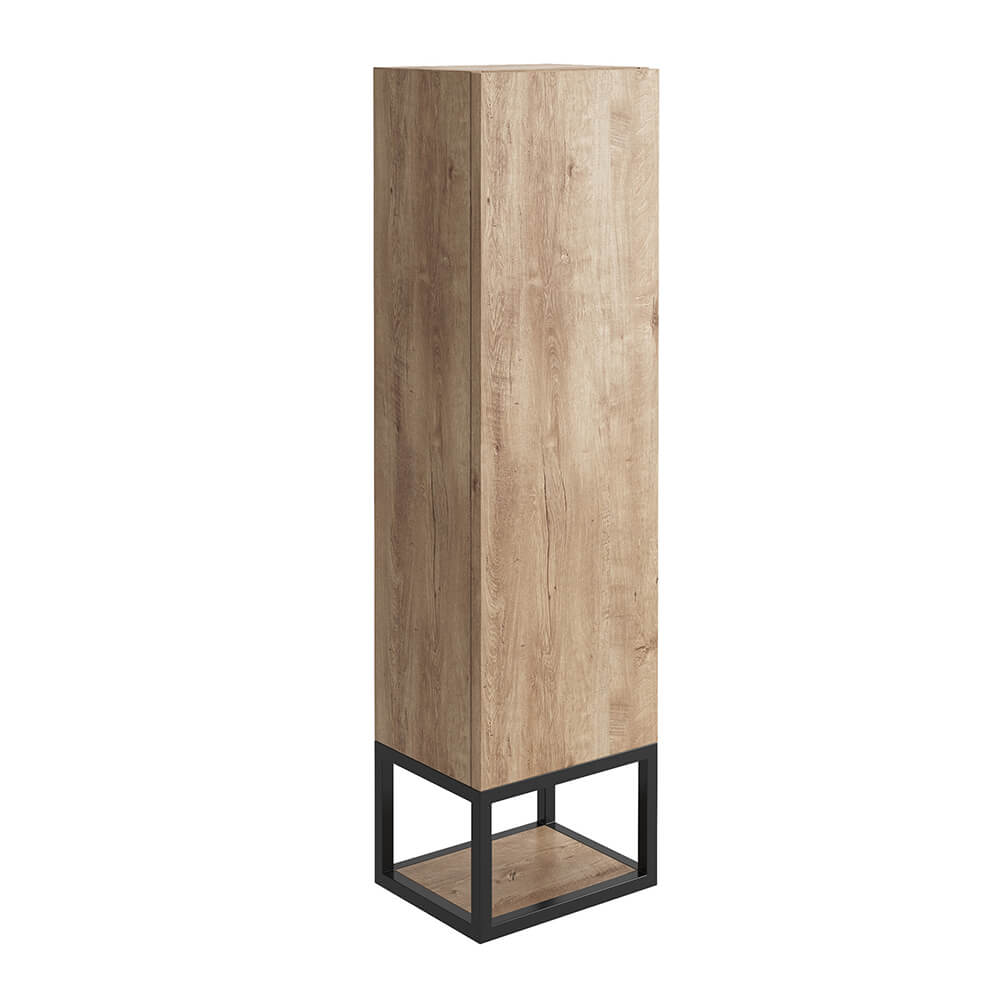 Harbour Virtue 1100mm Wall Mounted Tall Storage Cabinet with Matt Black Frame Shelf