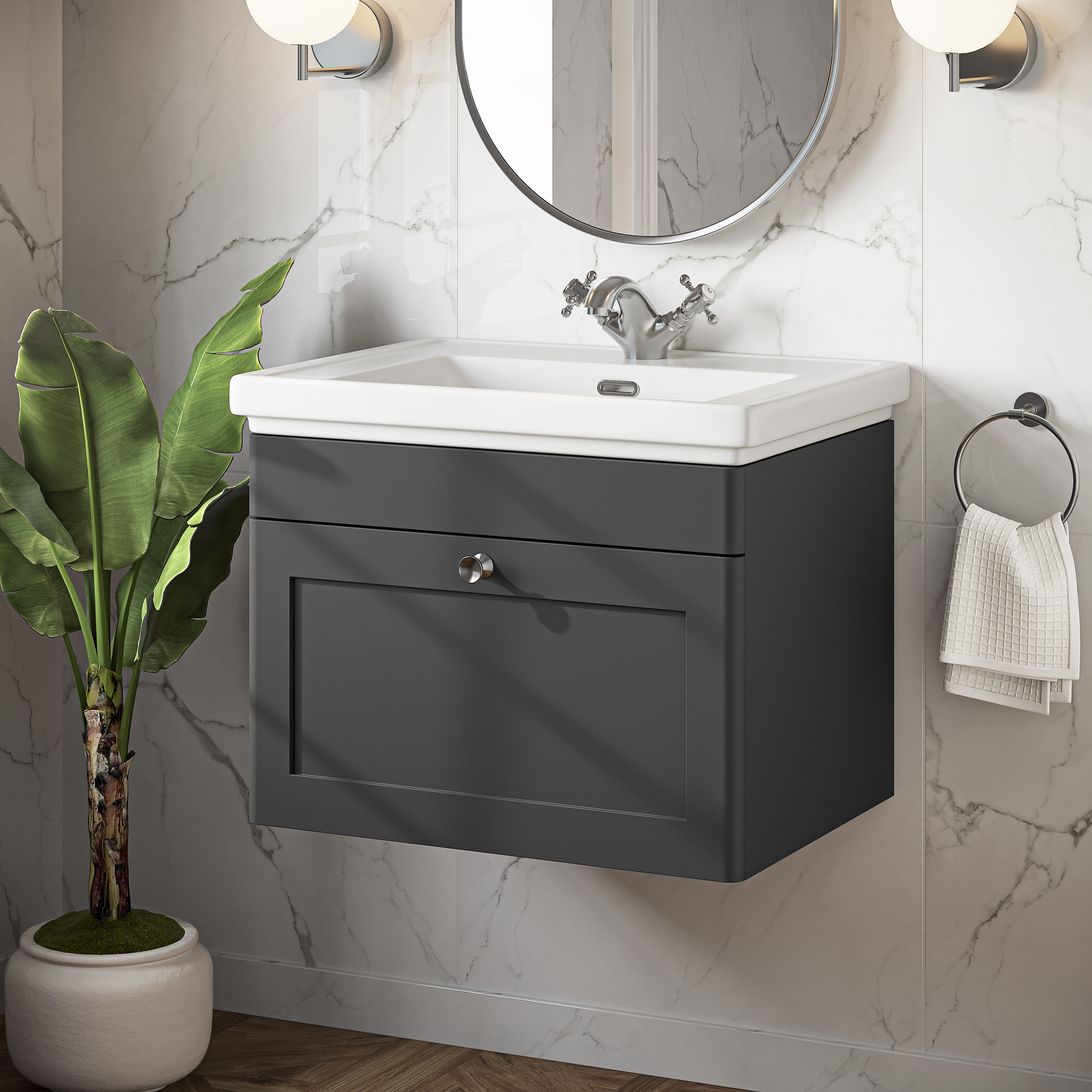 Butler & Rose Ophelia 600mm Wall Mounted 1 Drawer Vanity Unit & Basin