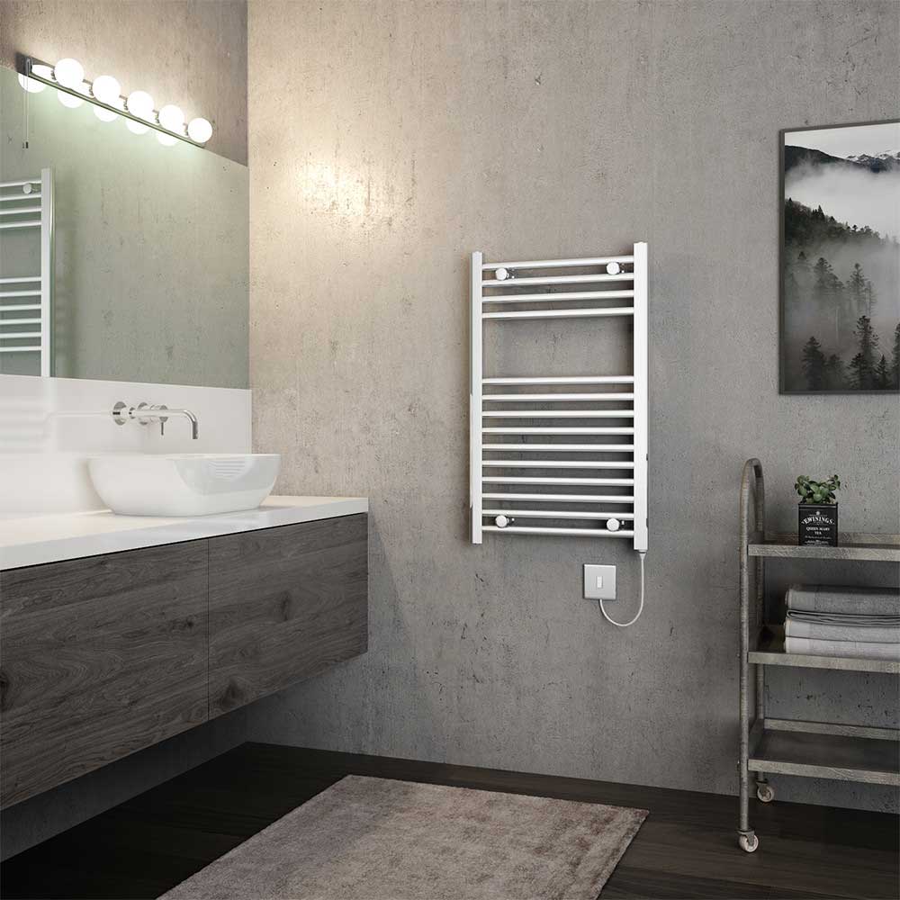 Brenton Apollo Electric Straight Chrome Heated Towel Rail - 800 x 500mm