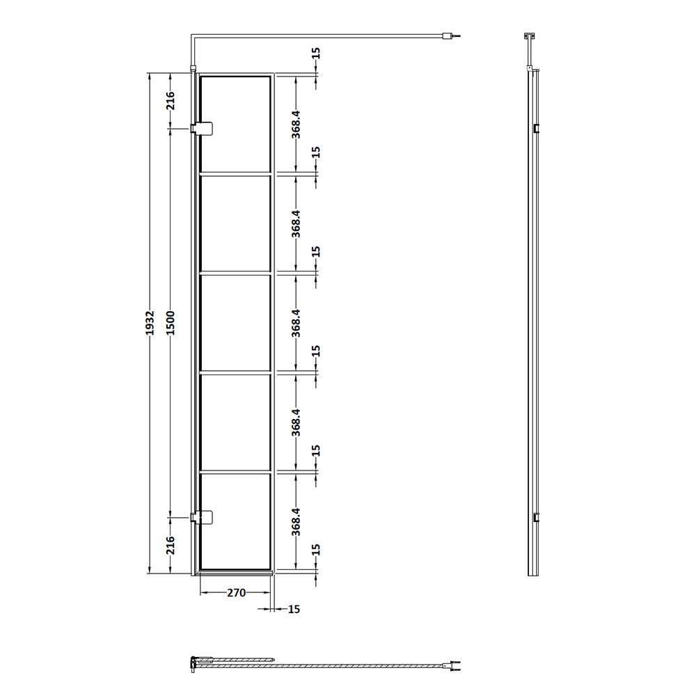 Vellamo City 8mm Framed Matt Black Easy Clean Walk In Panel & Optional Return Screen