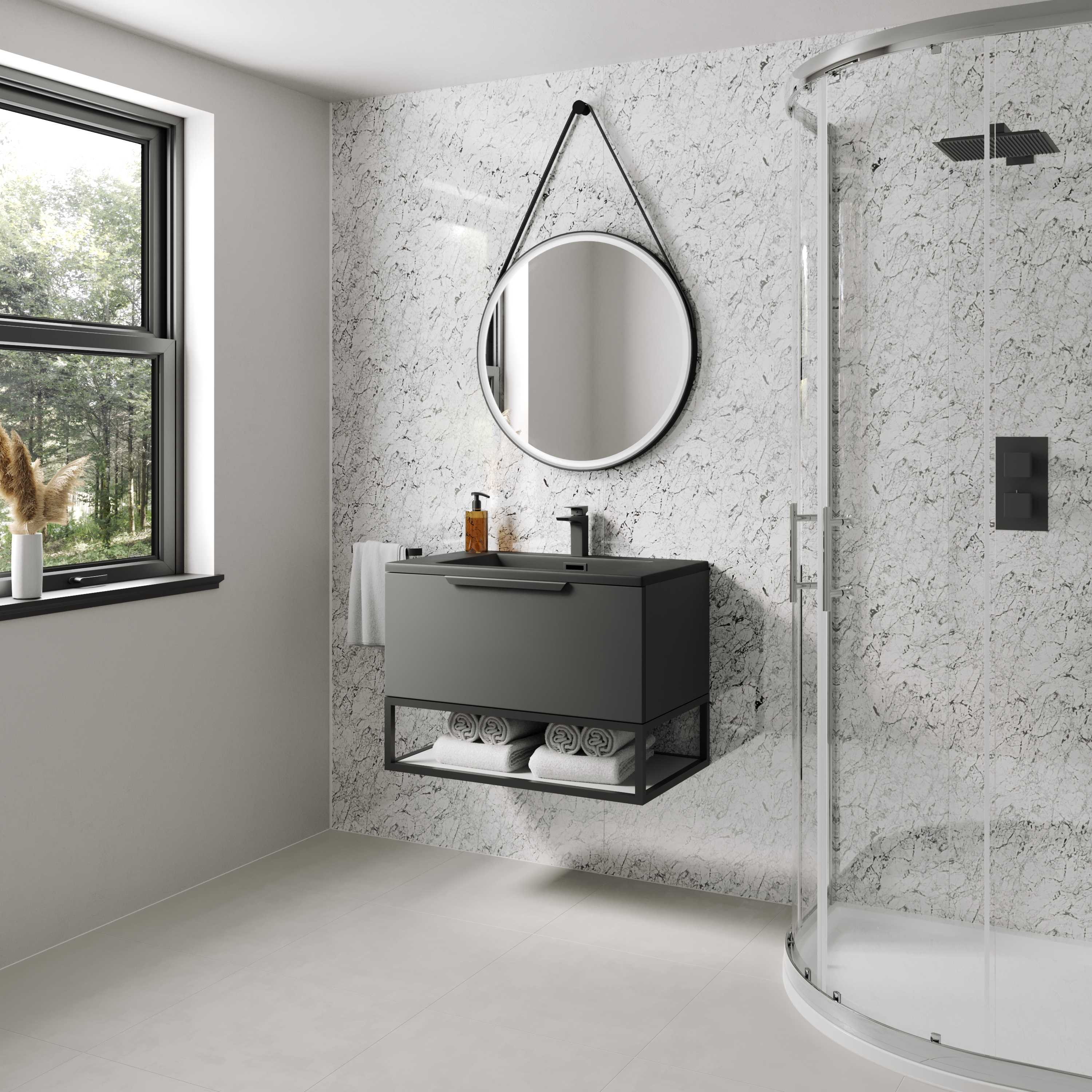 Drench Naturals White Granite PVC Waterproof Bathroom Wall Panel - 1000 x 2400mm