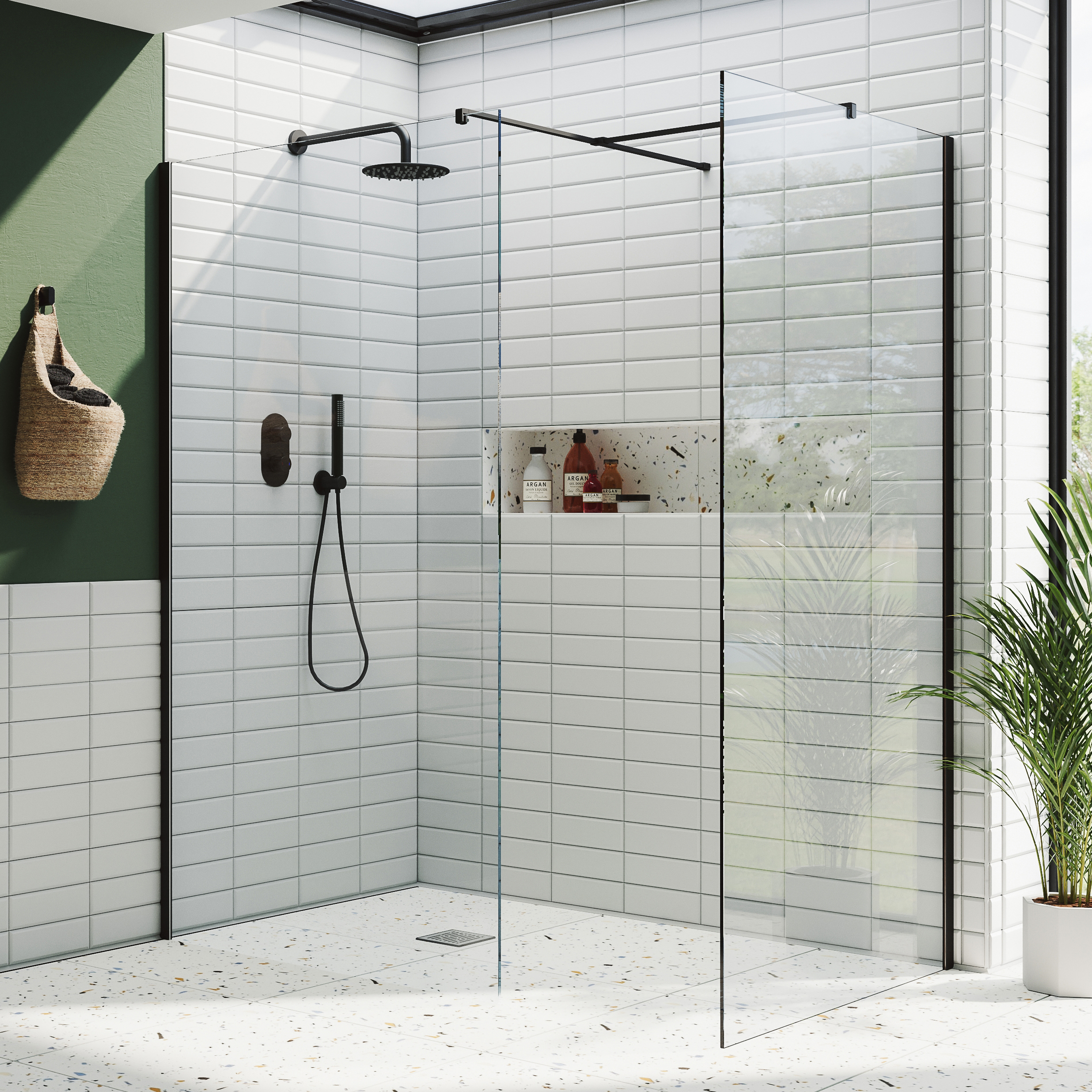 Harbour i10 10mm Easy Clean 2m Tall Wetroom 2 Panel Pack - Matt Black