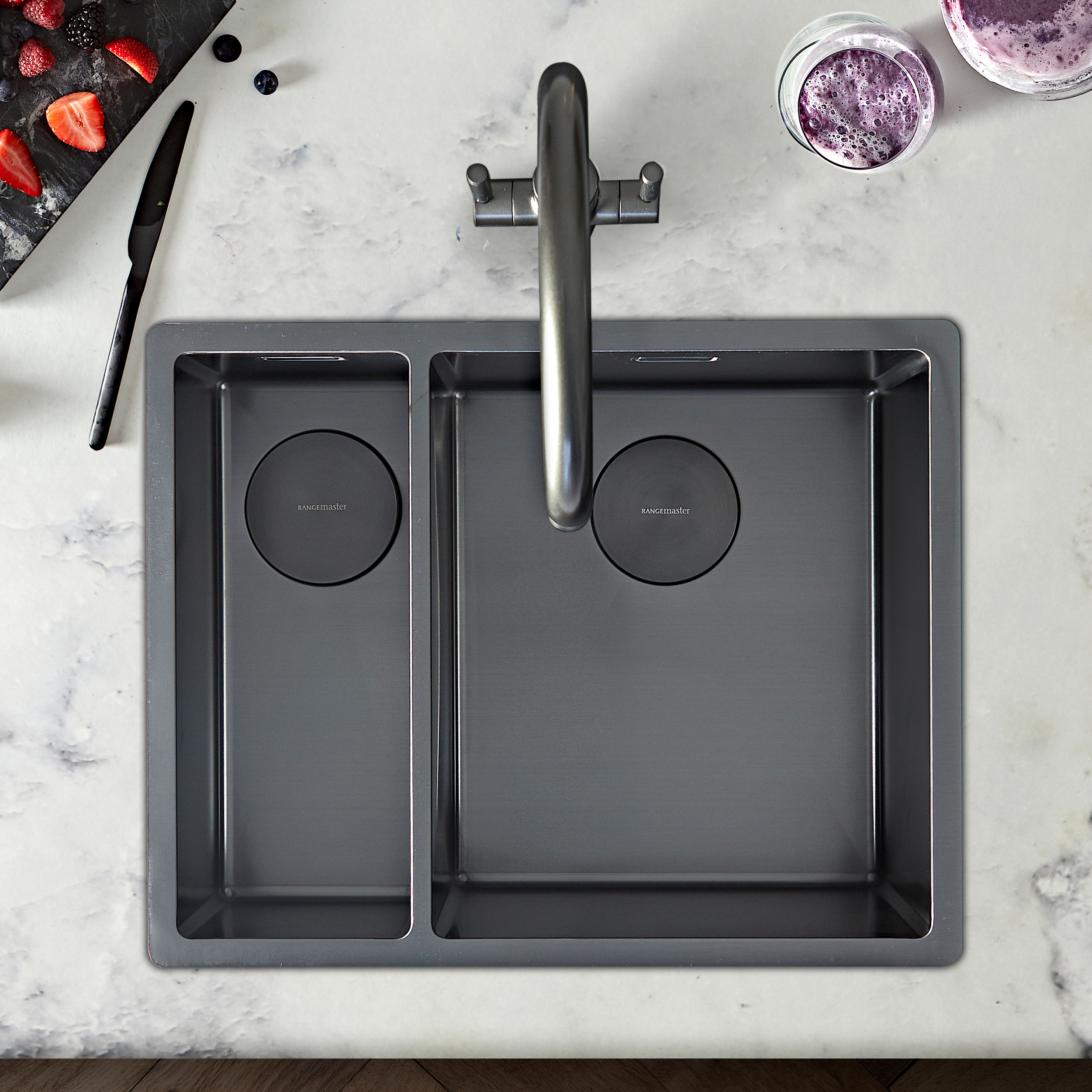 Rangemaster Spectra 1.5 Bowl Inset or Undermount Stainless Steel Kitchen Sink & Waste - 555 x 440mm