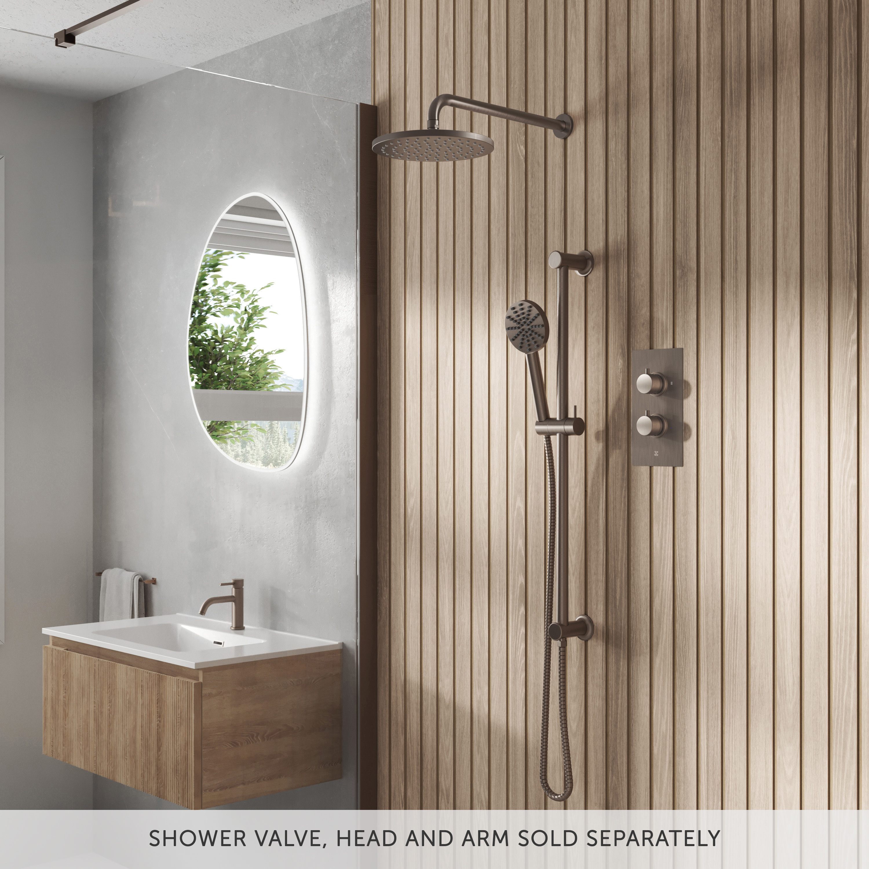 Core Fluted Slide Rail Shower Kit, Shower Handset & Hose with Integrated Elbow