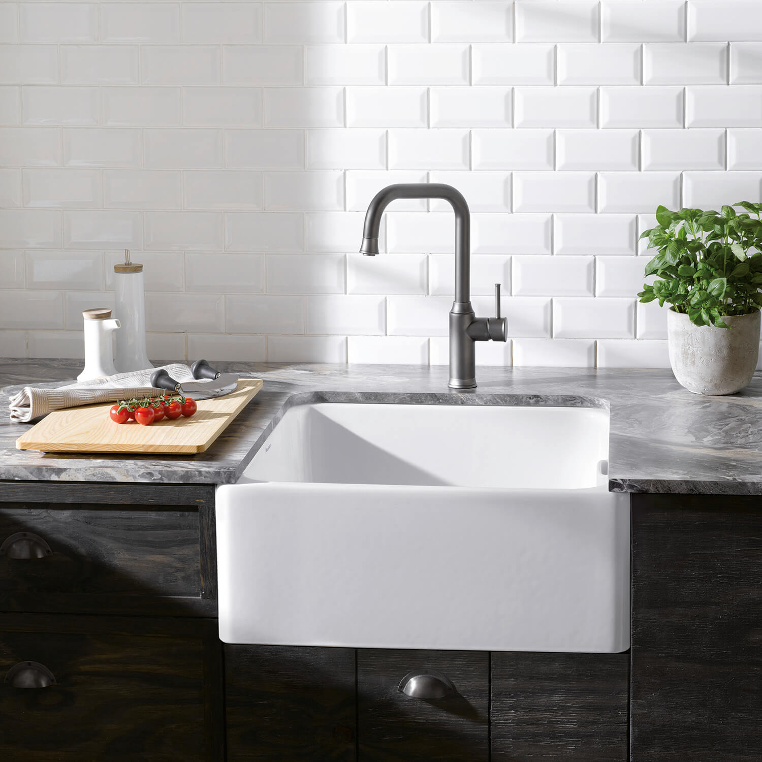 Blanco Belfast Crystal Gloss White Ceramic Kitchen Sink & Waste - 595 x 455mm