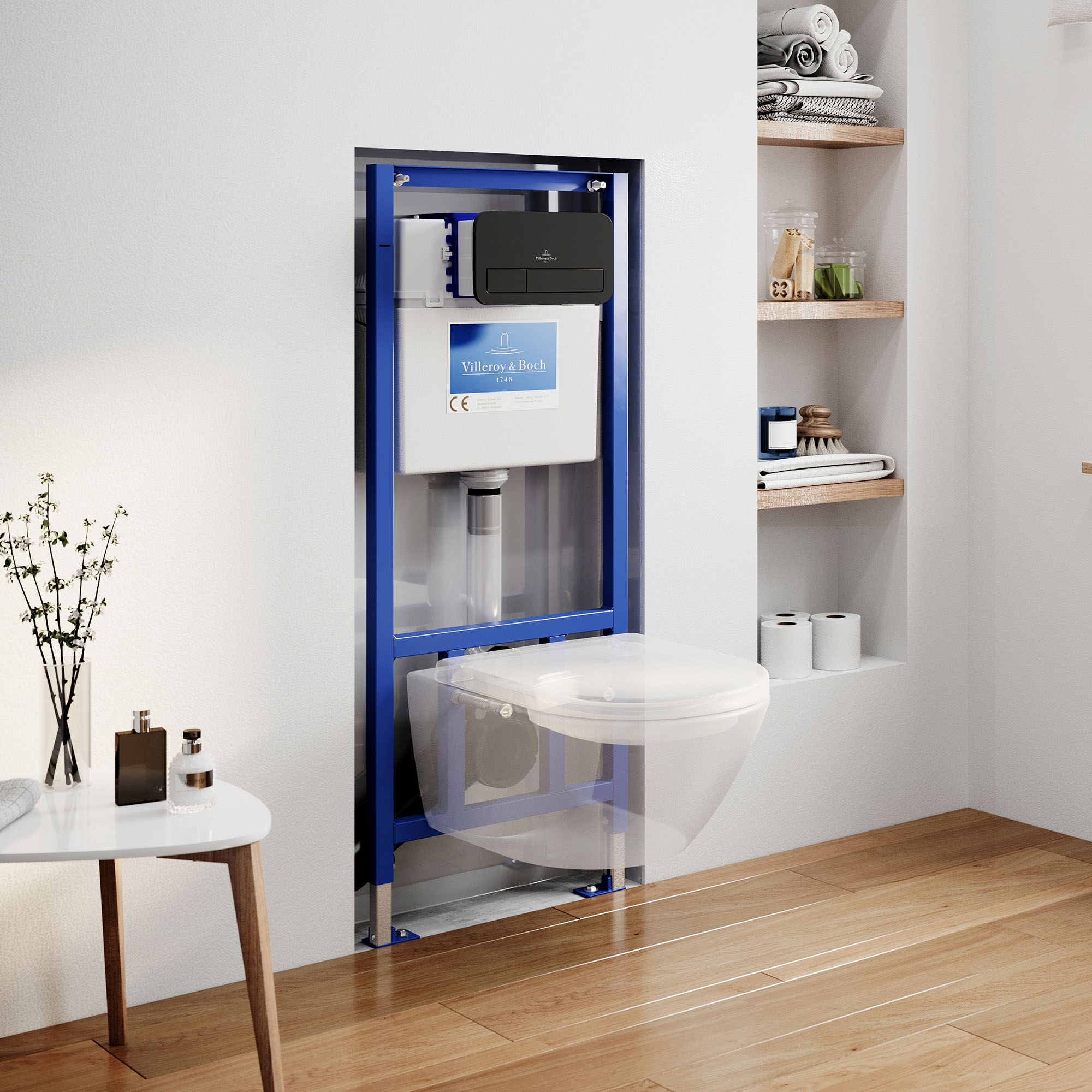Villeroy & Boch ViConnect Pro 2.0 Frame with Subway 2.0 Rimless Wall Mounted Toilet, Flush Plate & Soft Close Toilet Seat