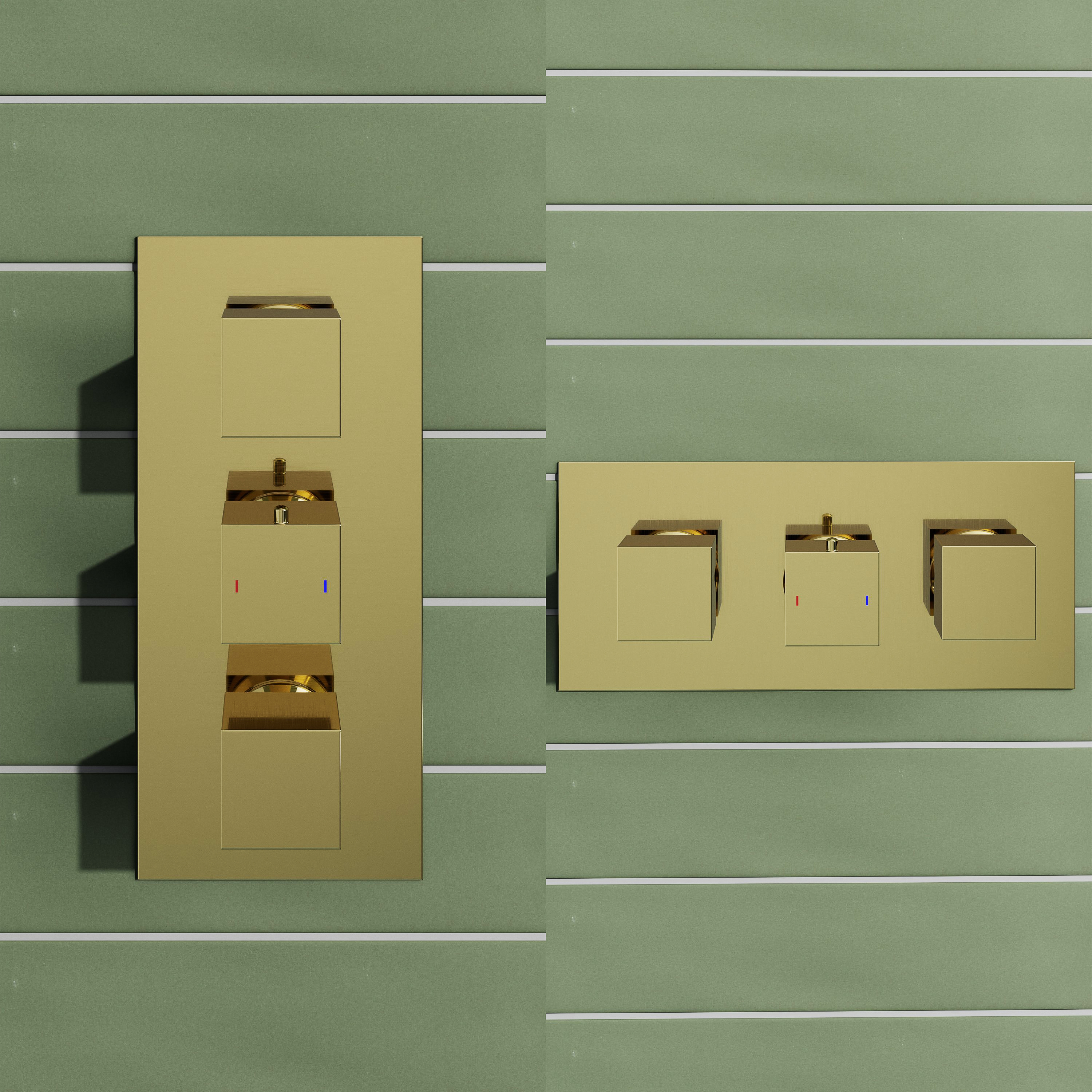 Harbour Status Brushed Brass 3 Outlet Thermostatic Concealed Shower Valve