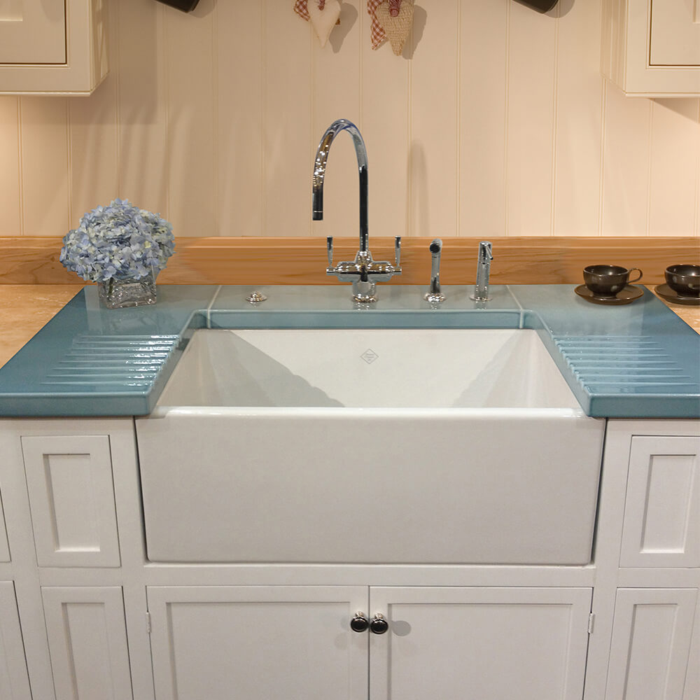 Shaws Contemporary Shaker Single Bowl White Ceramic Belfast Kitchen Sink - 762mm x 457mm
