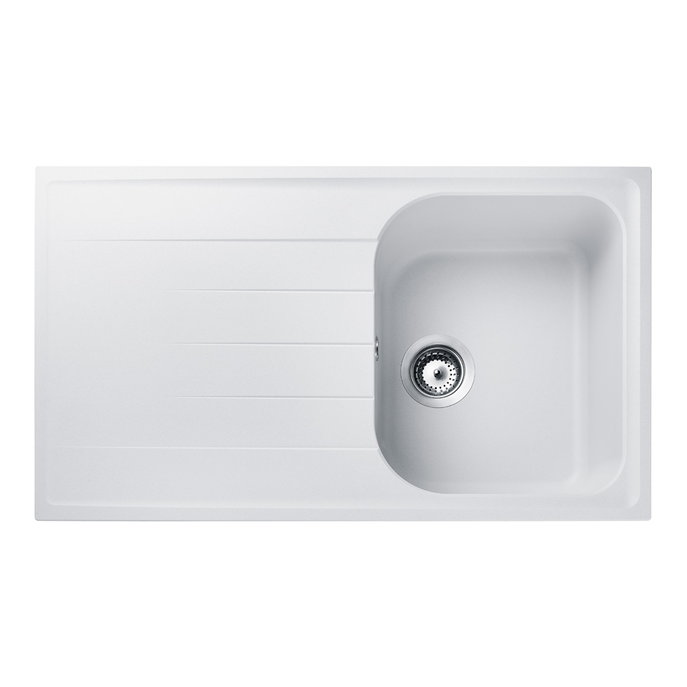 Rangemaster Amethyst Igneous Granite Compact Single Bowl Kitchen Sink with Reversible Drainer & Waste Kit - 860 x 500mm