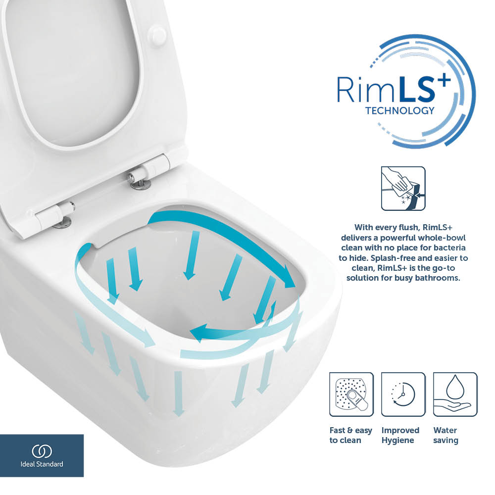 Ideal Standard i.life A Wall Hung Rimless Toilet with Soft Close Seat