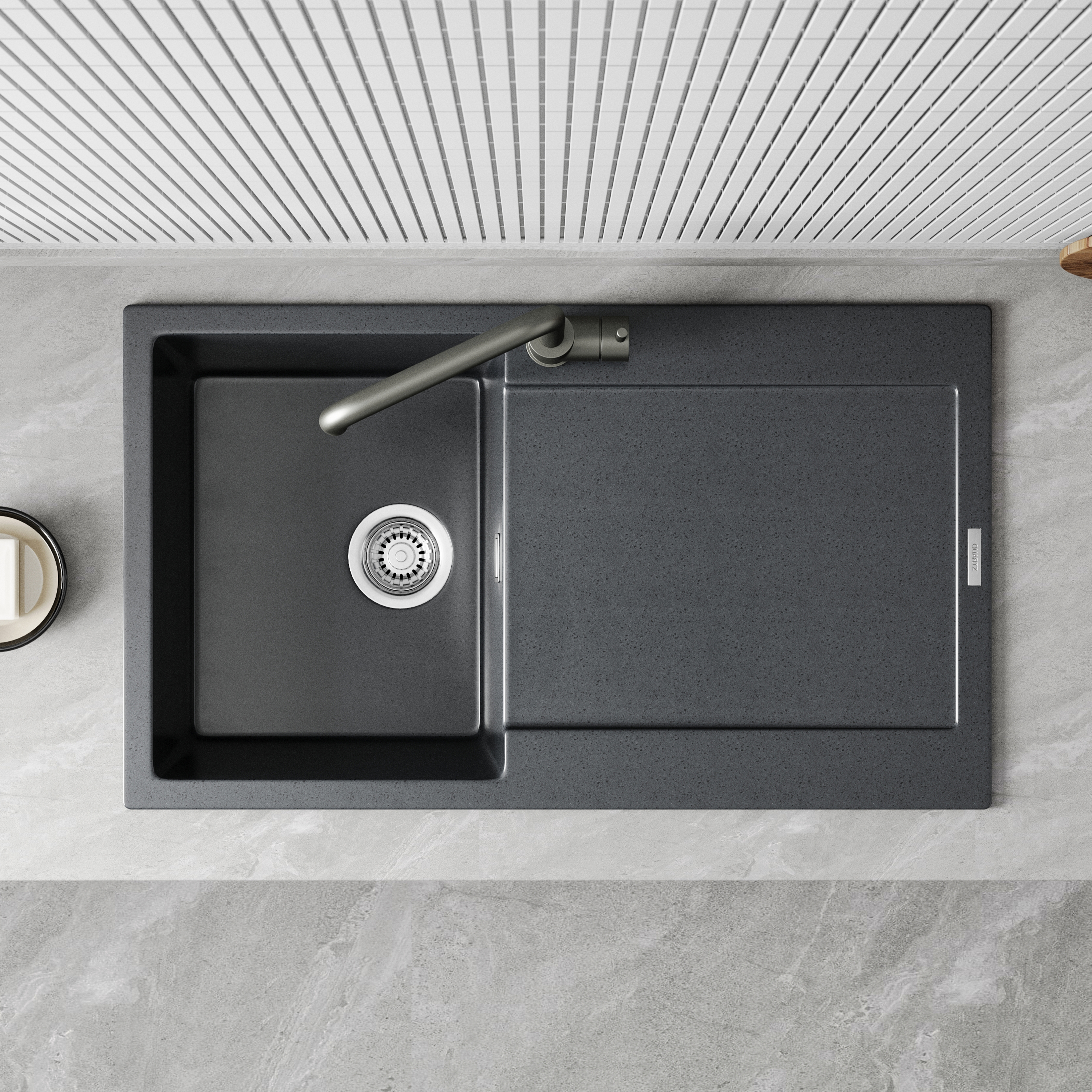 Vellamo Rocca Compact 1 Bowl Granite Composite Inset Kitchen Sink & Waste - 860 x 500mm