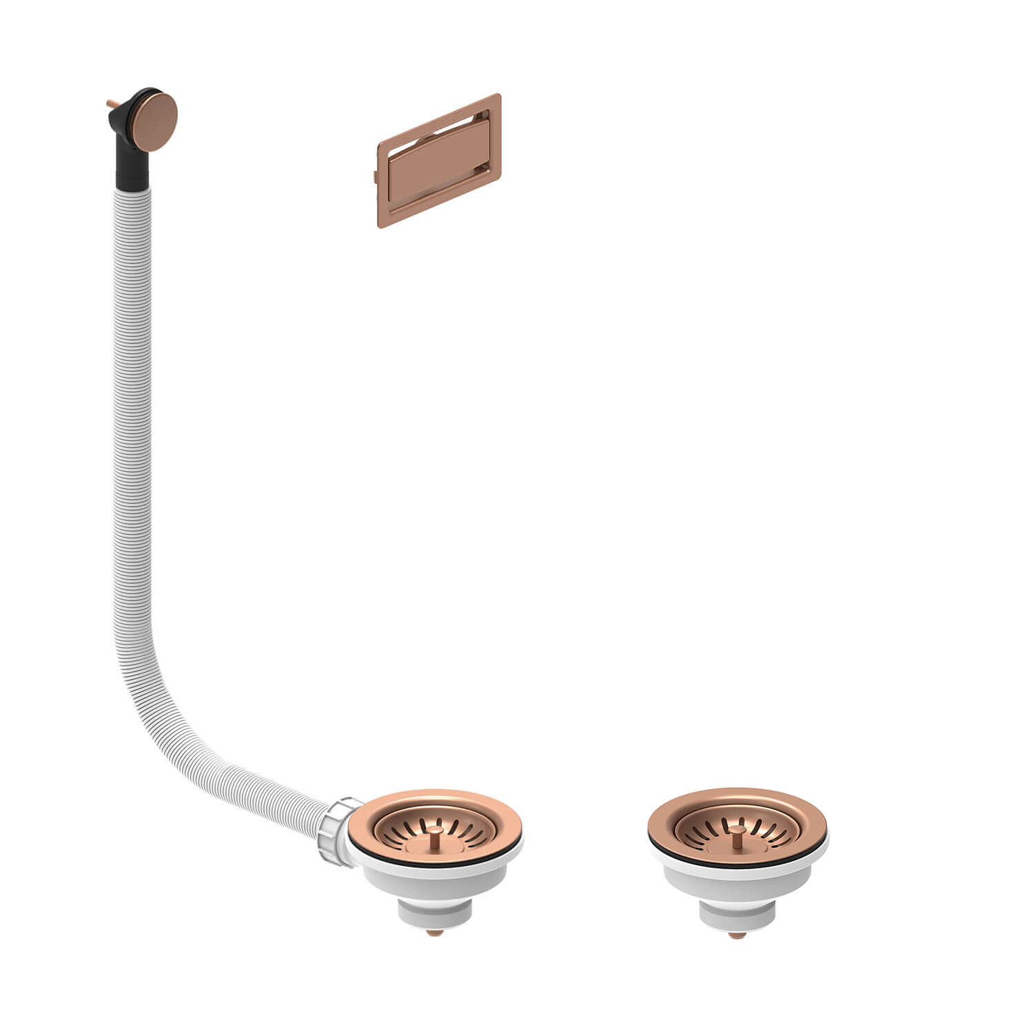 Harbour 90mm PVD Copper Basket Strainer Waste Bundle for 1.5 & 2 Bowl Kitchen Sinks
