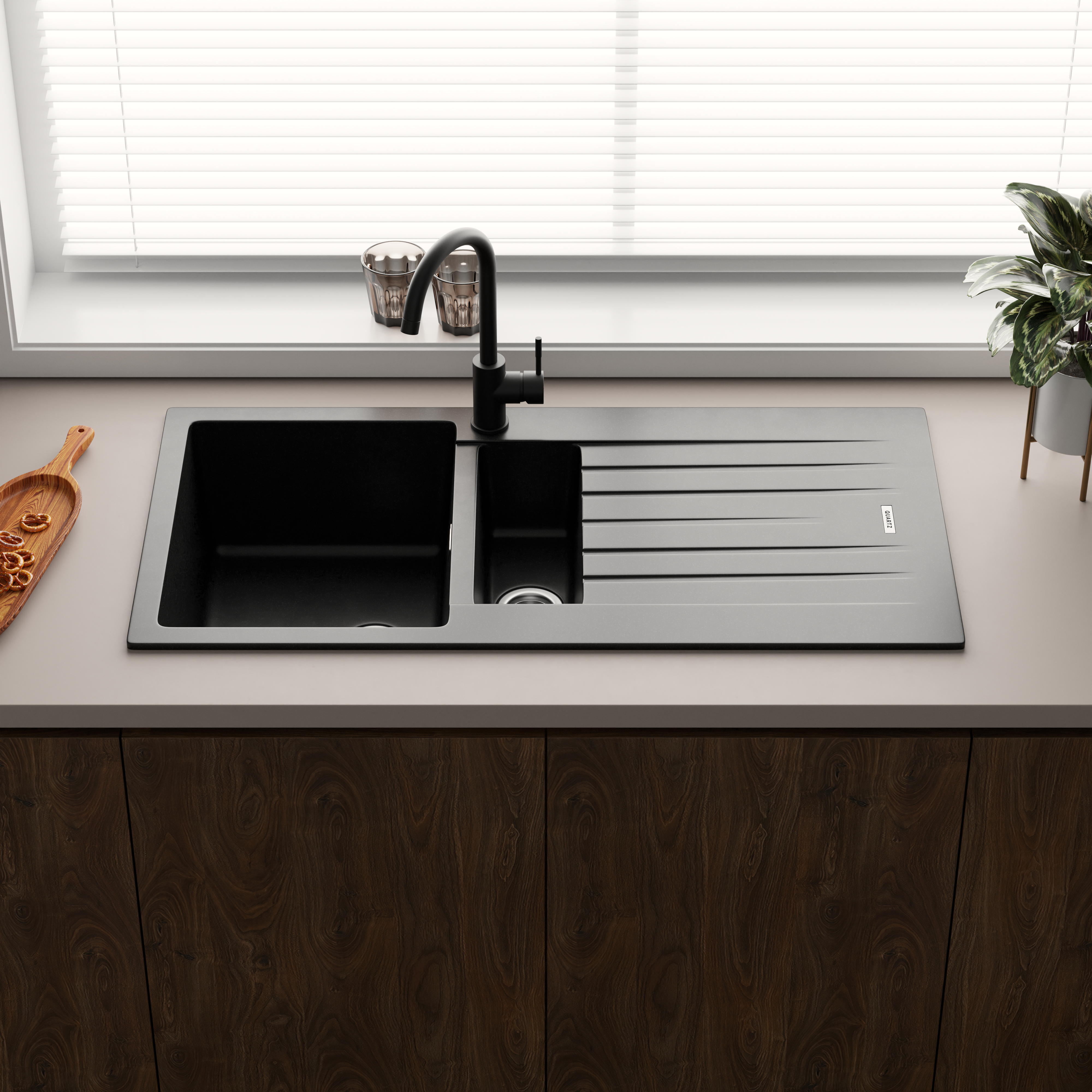 Vellamo Horizon 1.5 Bowl Granite Composite Kitchen Sink & Waste - 1000 x 500mm