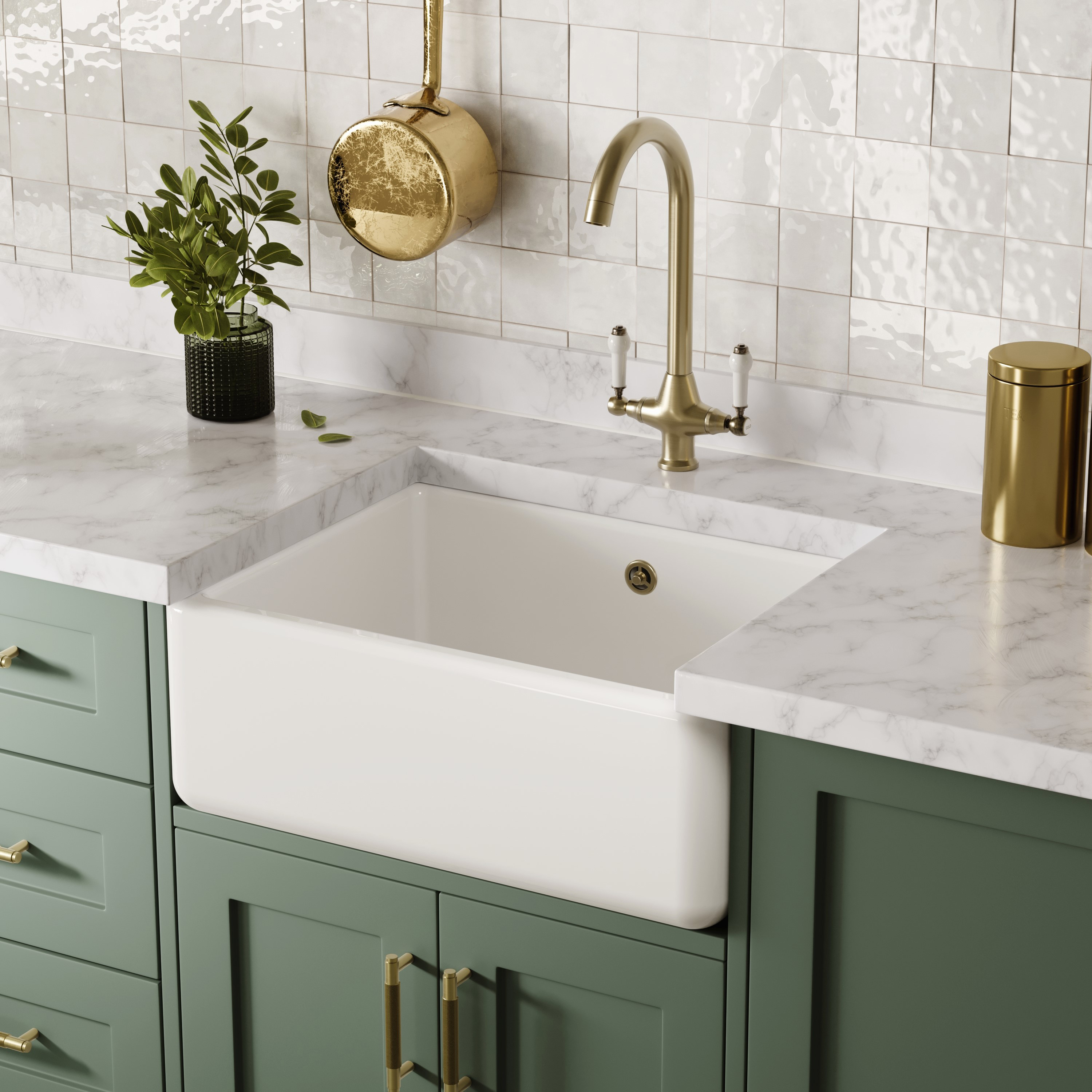Butler & Rose Heavy Duty Belfast / Butler Ceramic Fireclay Kitchen Sink - 595 x 450mm