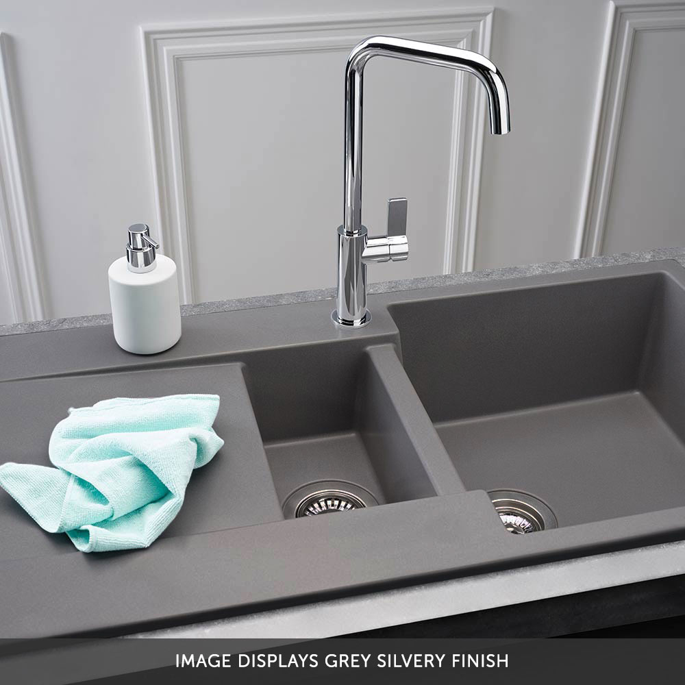 Reginox Amsterdam 1.5 Bowl Granite Composite Kitchen Sink & Waste Kit with Reversible Drainer - 1000 x 500mm